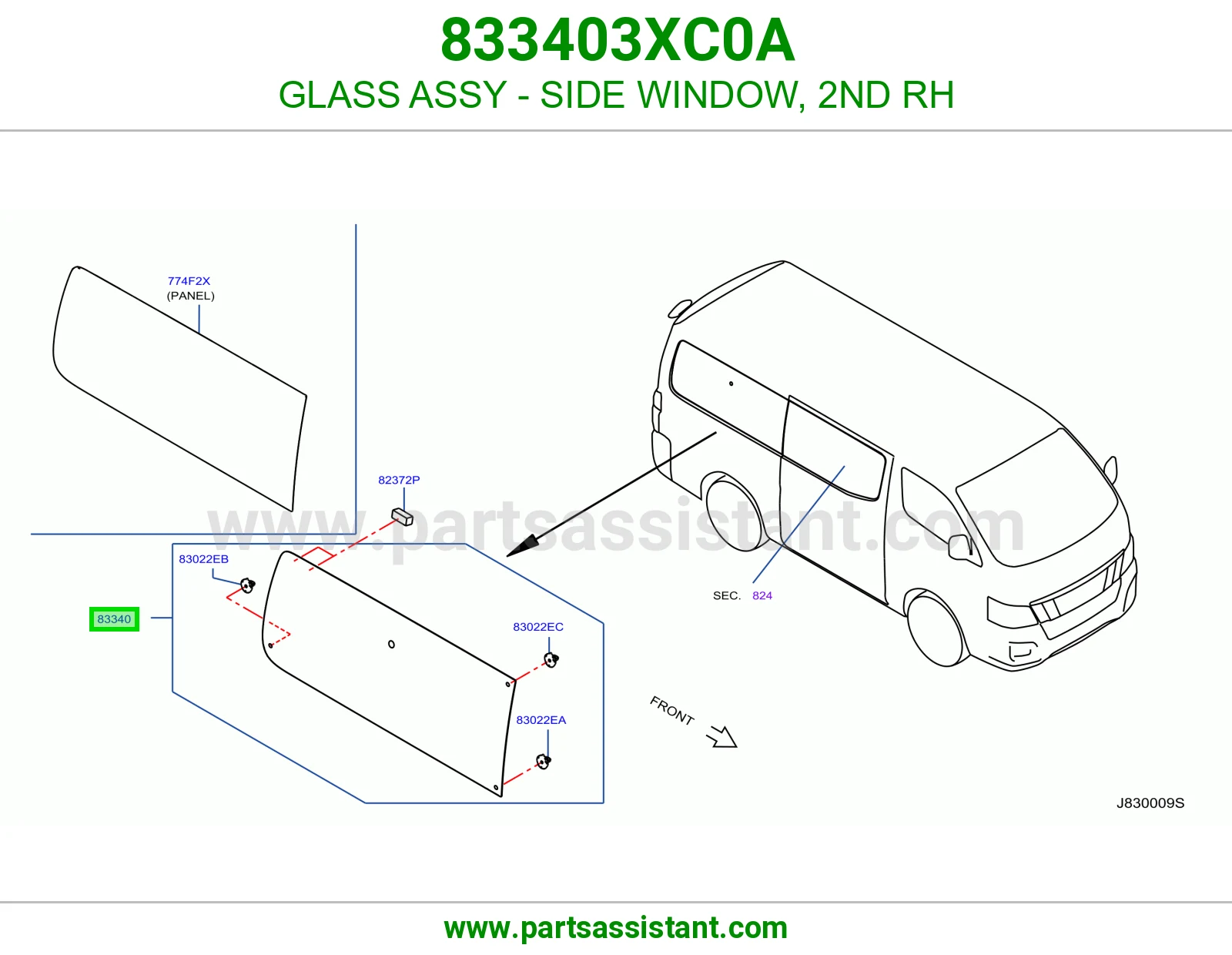 قزاز جانبي يمين رقم 2 كامل 833403XC0A