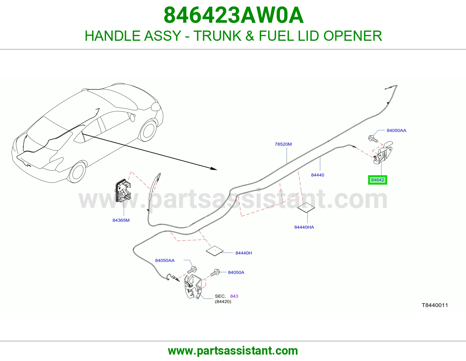 مفتاح وقفل تنك بنزين 846423AW0A