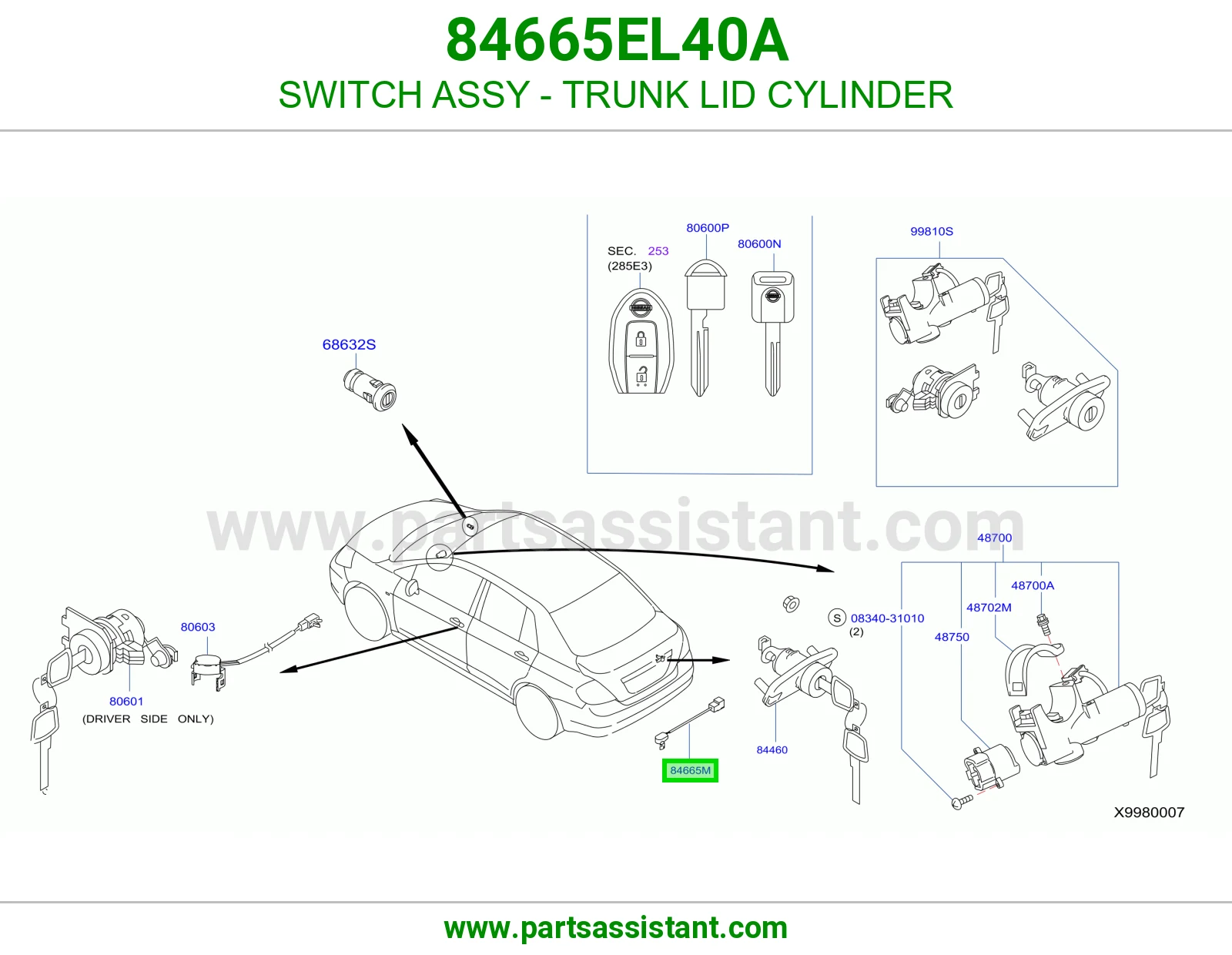 سويتش سلندر قفل غطاء شنطة كامل 84665EL40A