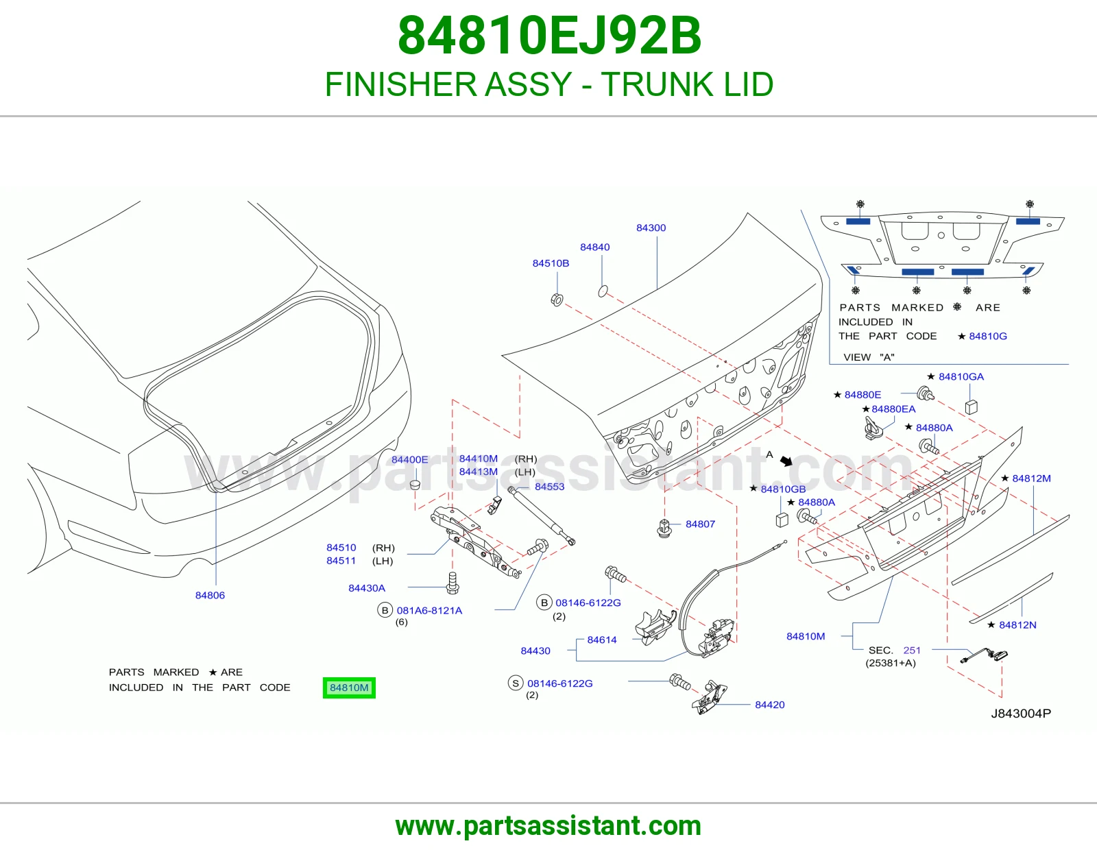 FINISHER ASSY - TRUNK LID 84810EJ92B