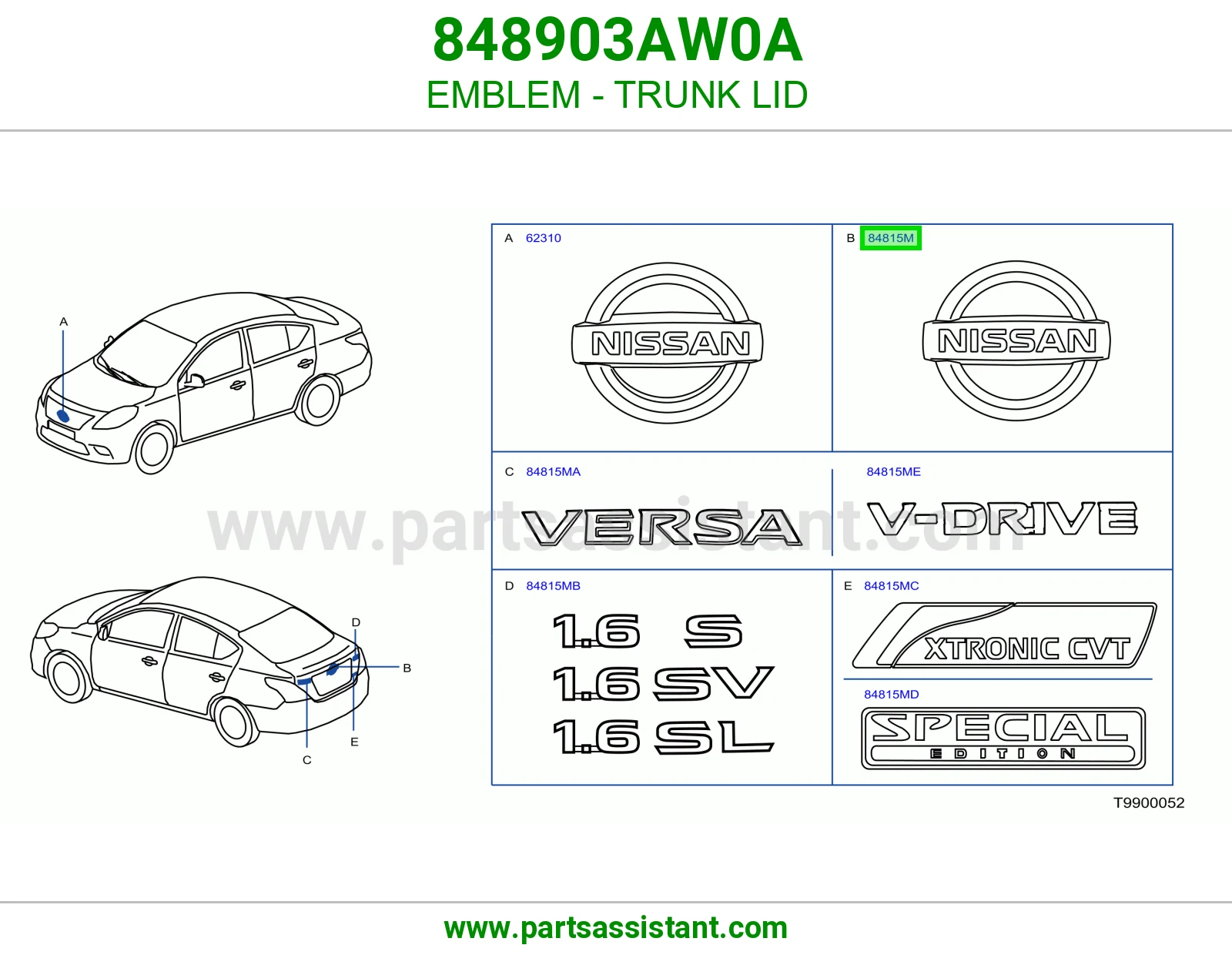 علامه نيسان شنطه 848903AW0A