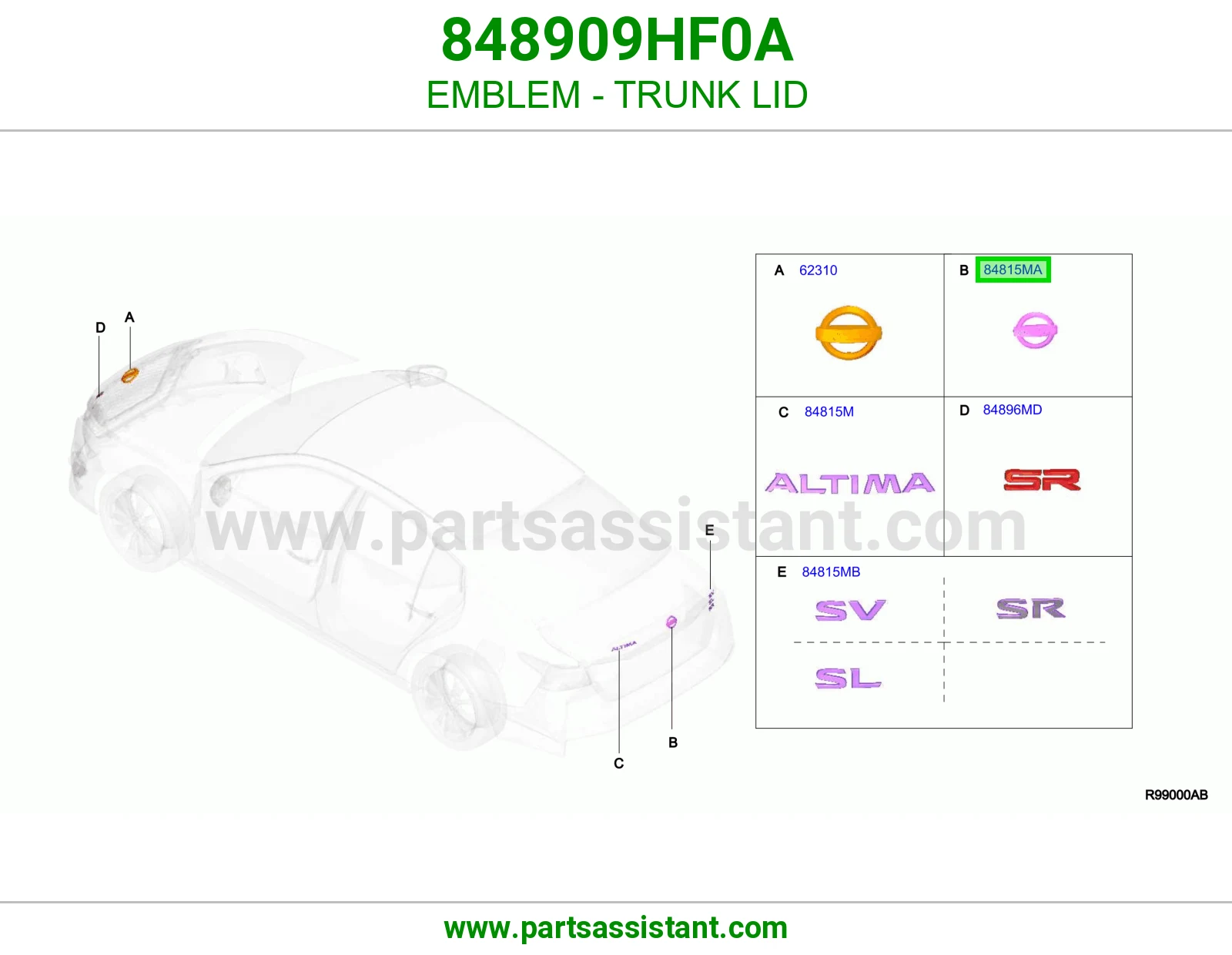 علامه نيسان شنطه 848909HF0A