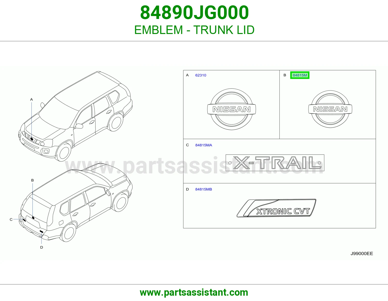EMBLEM - TRUNK LID 84890JG000