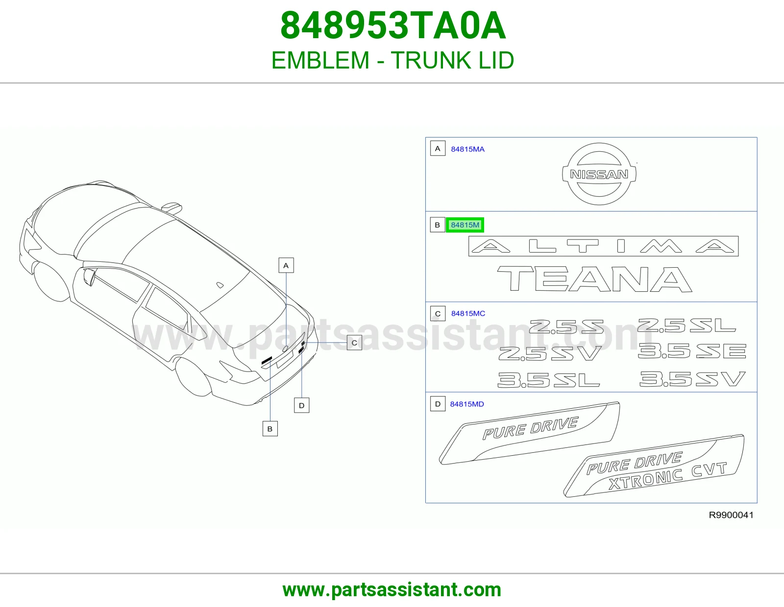 علامه نيسان شنطه 848953TA0A
