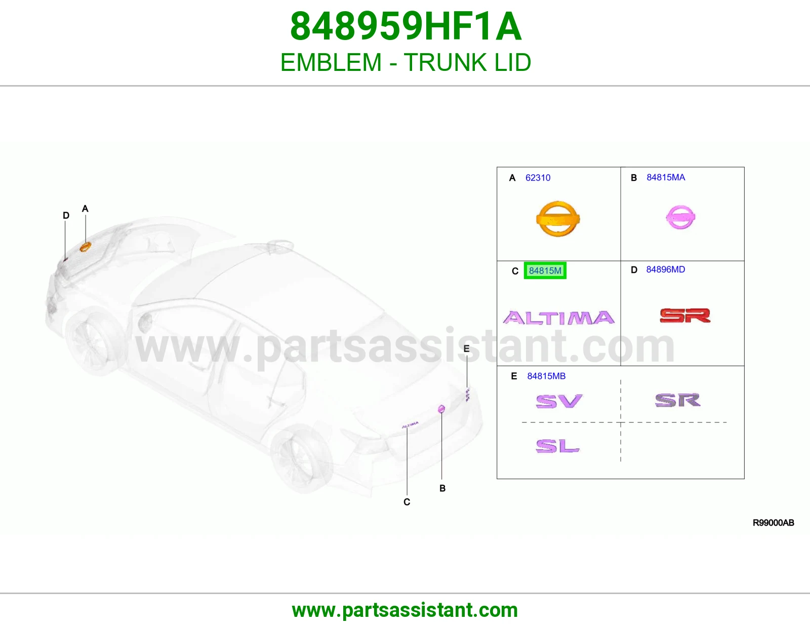 علامه نيسان شنطه 848959HF1A