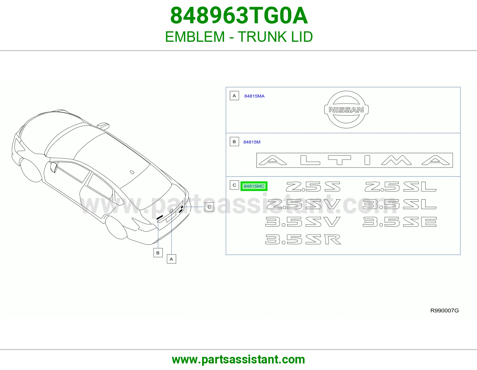 علامه نيسان شنطه 848963TG0A