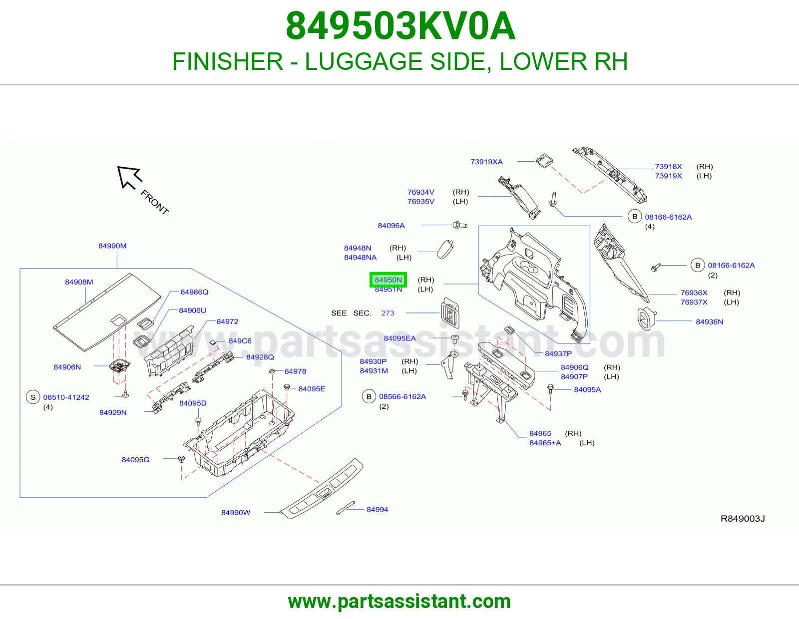 بطانه شنطه خلفي تحت يمين 849503KV0A