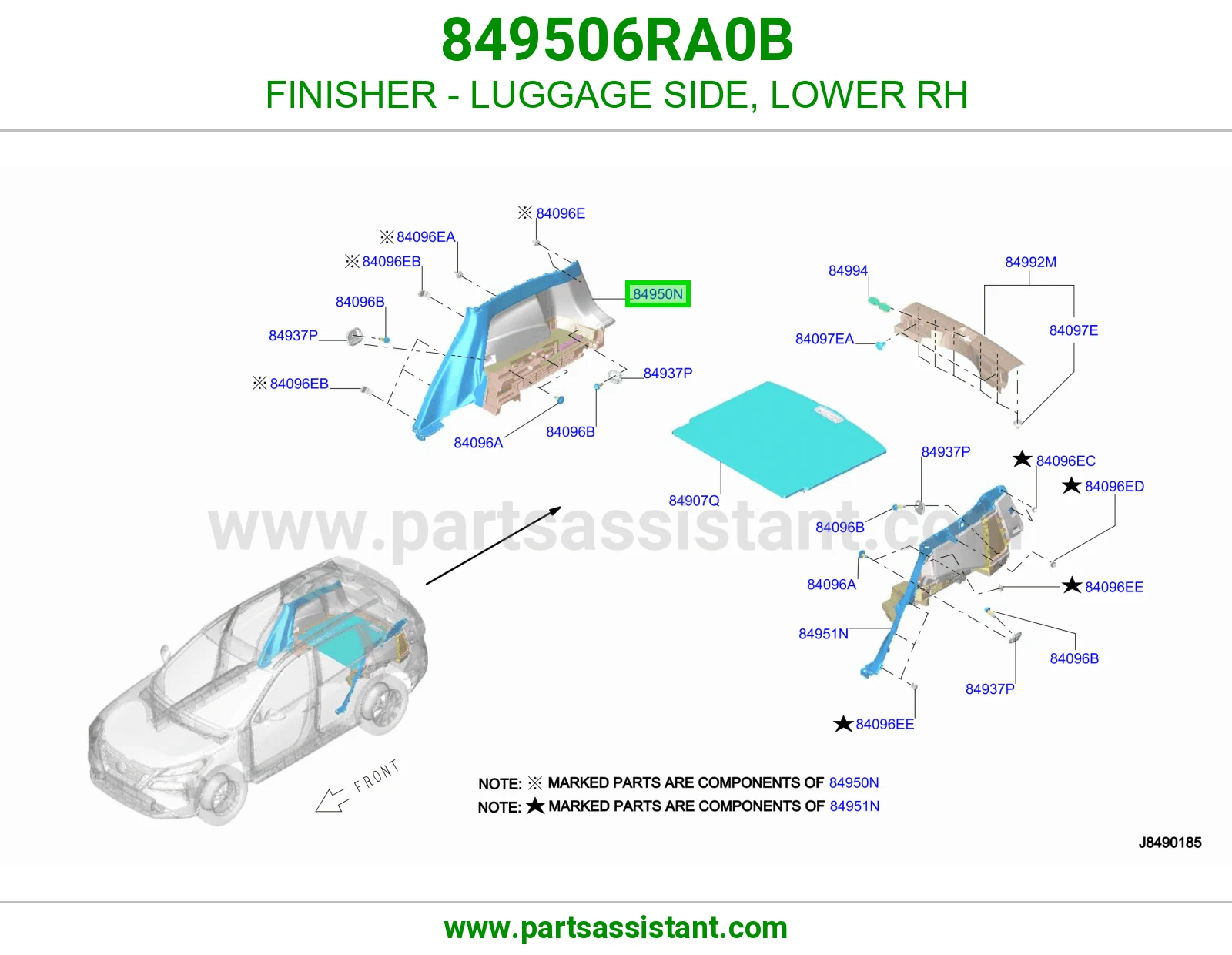 بطانه شنطه خلفي تحت يمين 849506RA0B