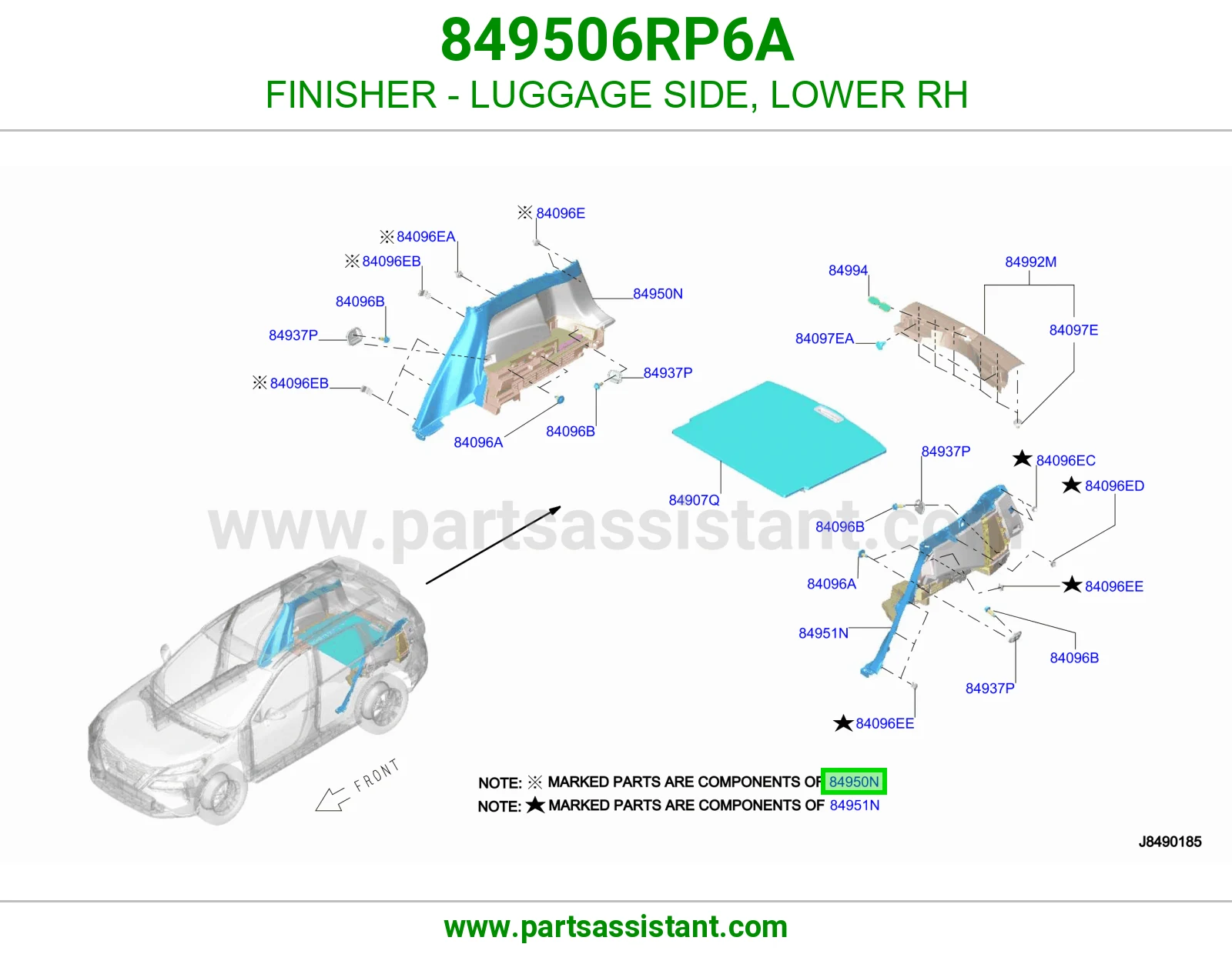بطانه شنطه خلفي تحت يمين 849506RP6A