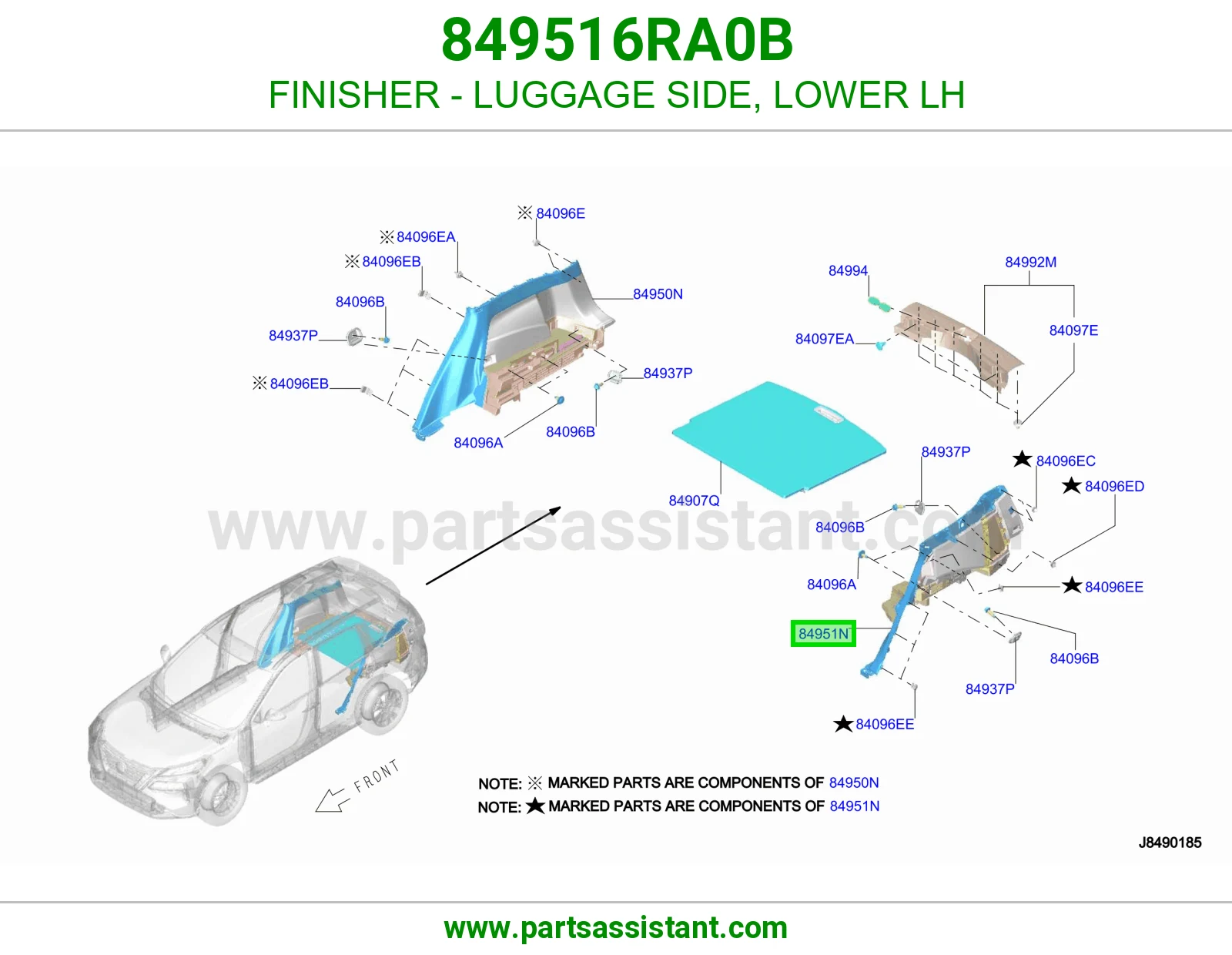 بطانه شنطه خلفي تحت يسار 849516RA0B