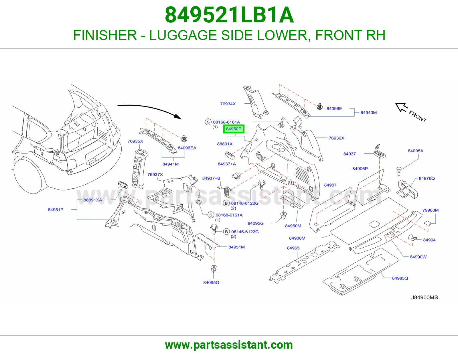 FINISHER - LUGGAGE SIDE LOWER, FRONT RH 849521LB1A