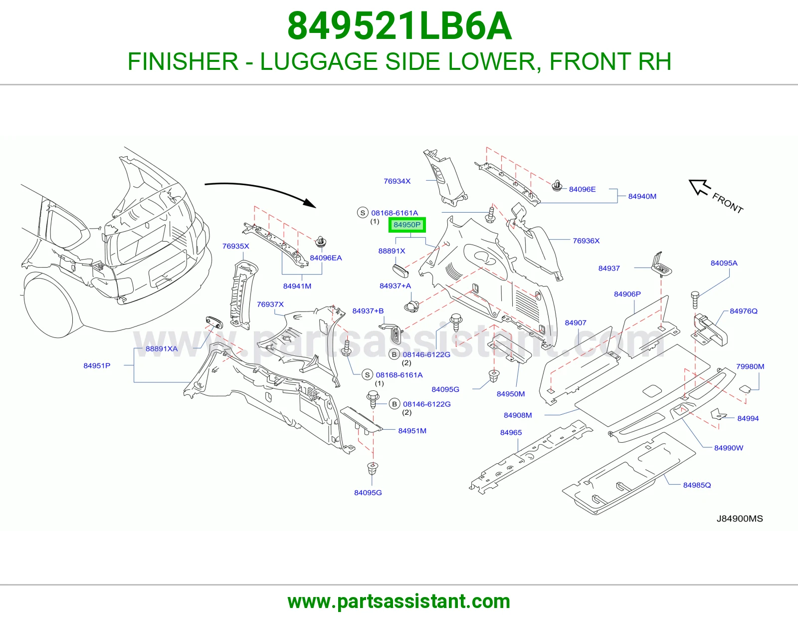 بطانه شنطه خلفي امامي يمين 849521LB6A