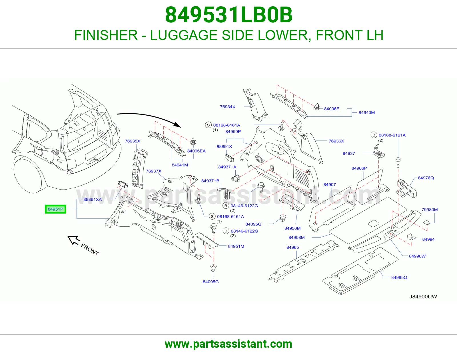 FINISHER - LUGGAGE SIDE LOWER, FRONT LH 849531LB0B