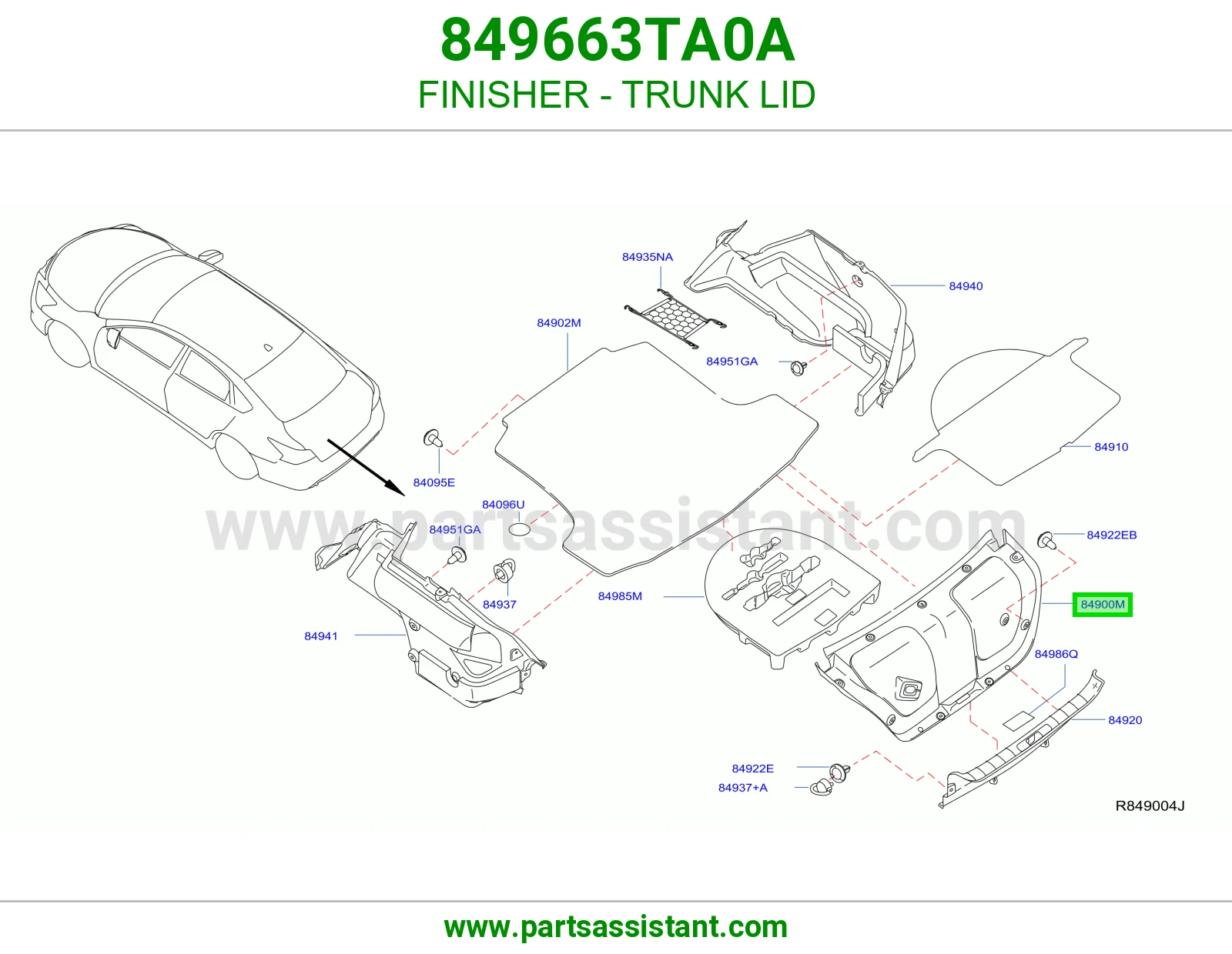 تلبيسة غطاء شنطة 849663TA0A