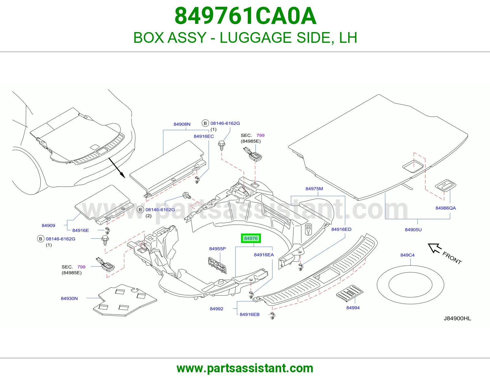 BOX ASSY - LUGGAGE SIDE, LH 849761CA0A