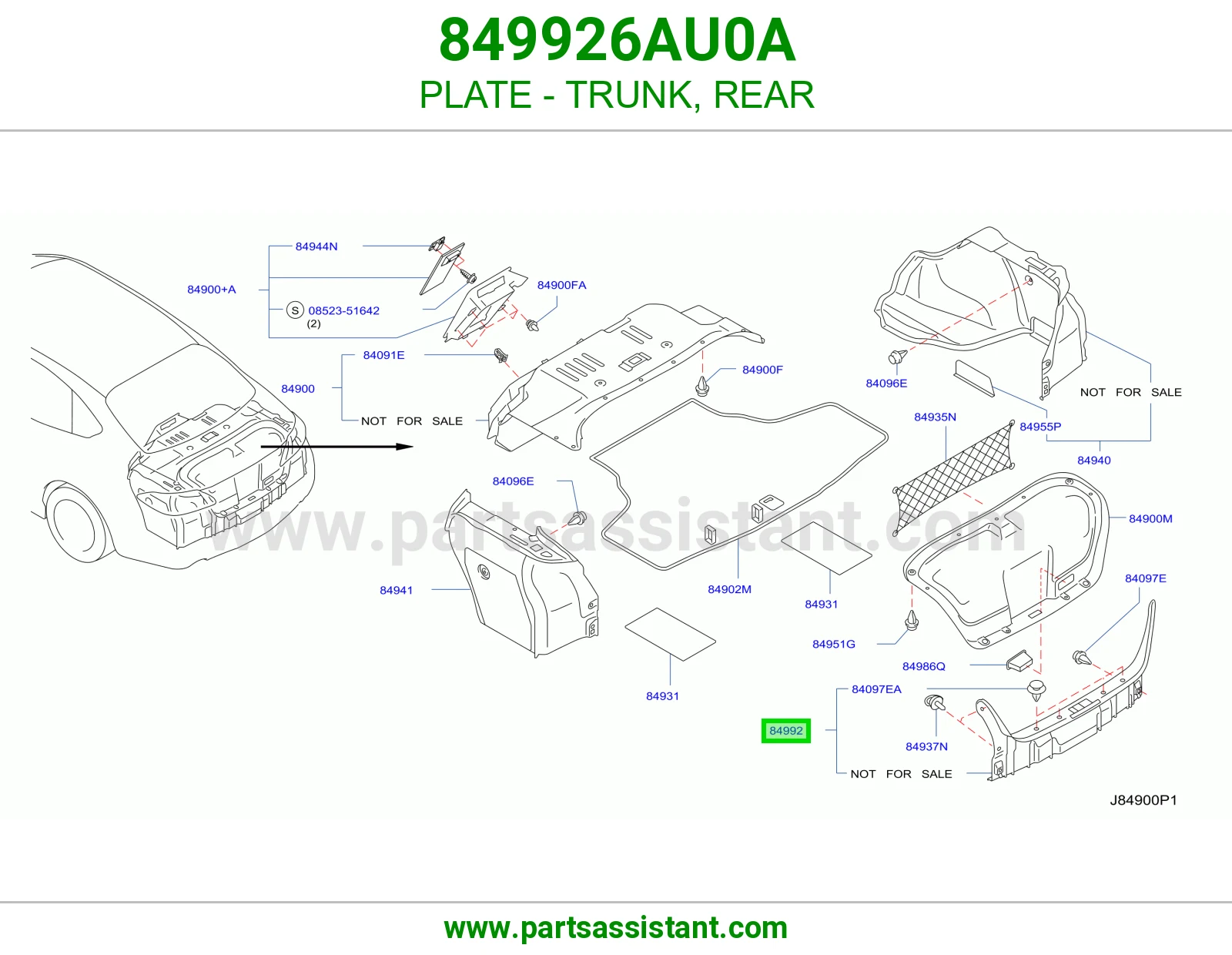 PLATE - TRUNK, REAR 849926AU0A