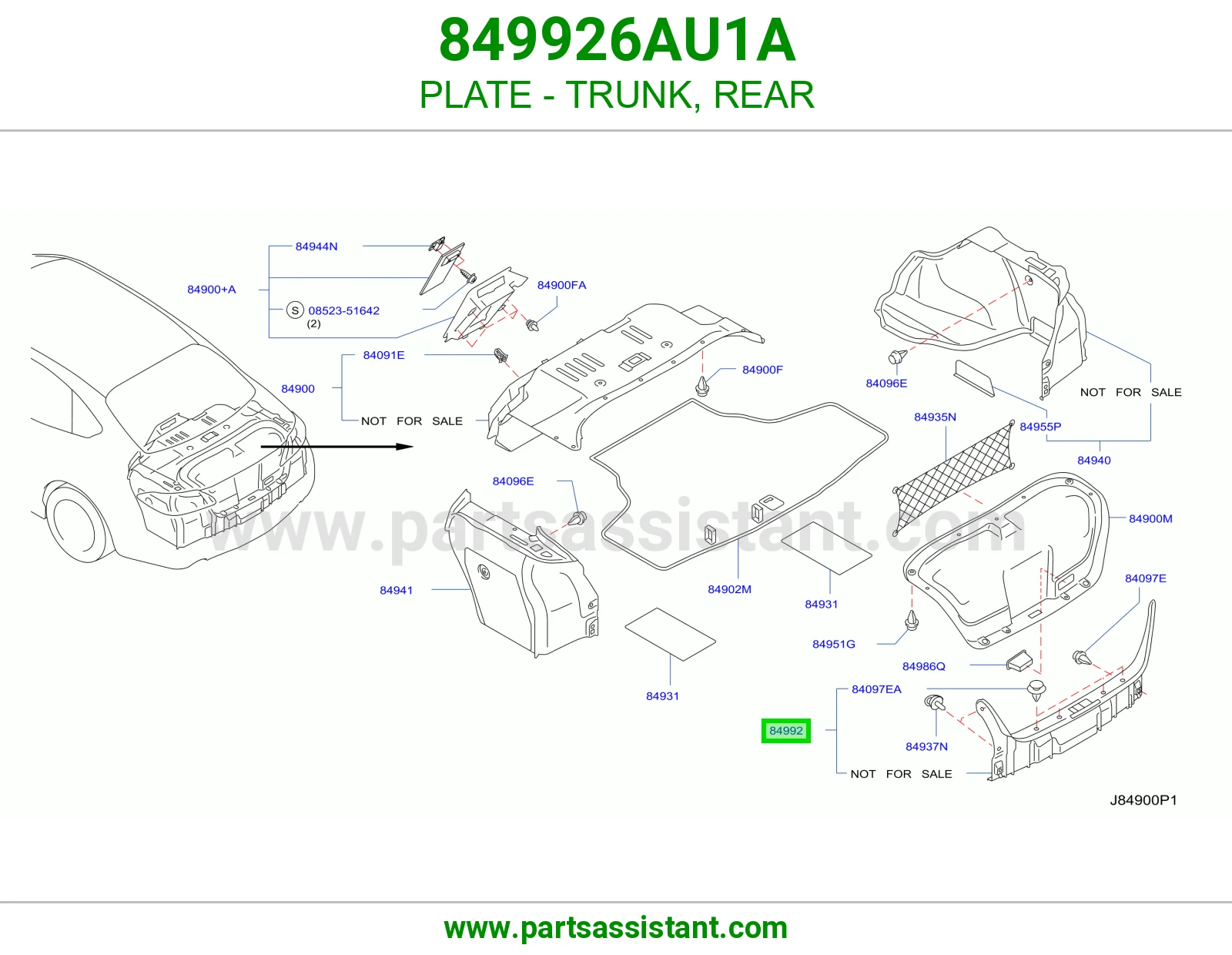 PLATE - TRUNK, REAR 849926AU1A