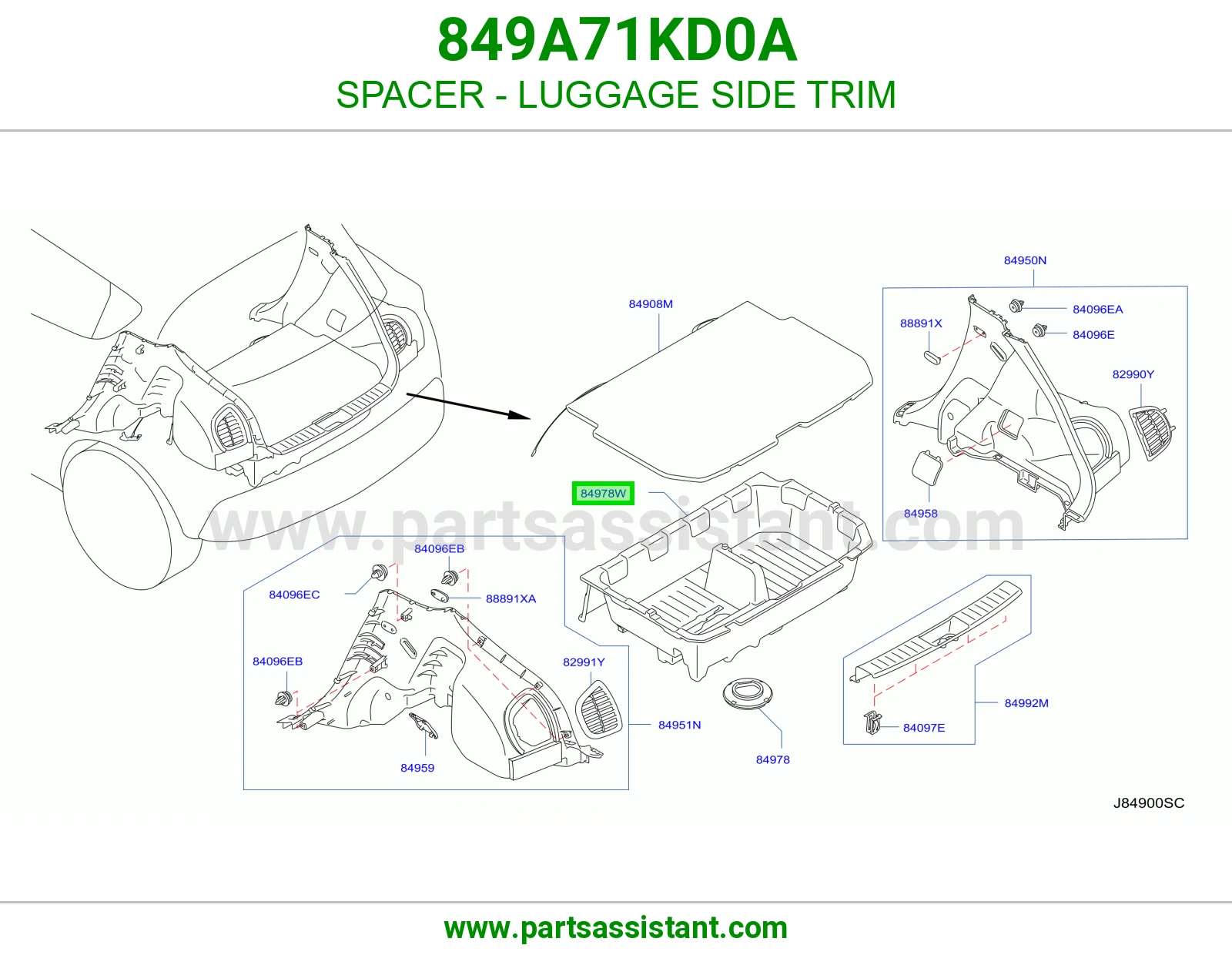SPACER - LUGGAGE SIDE TRIM 849A71KD0A