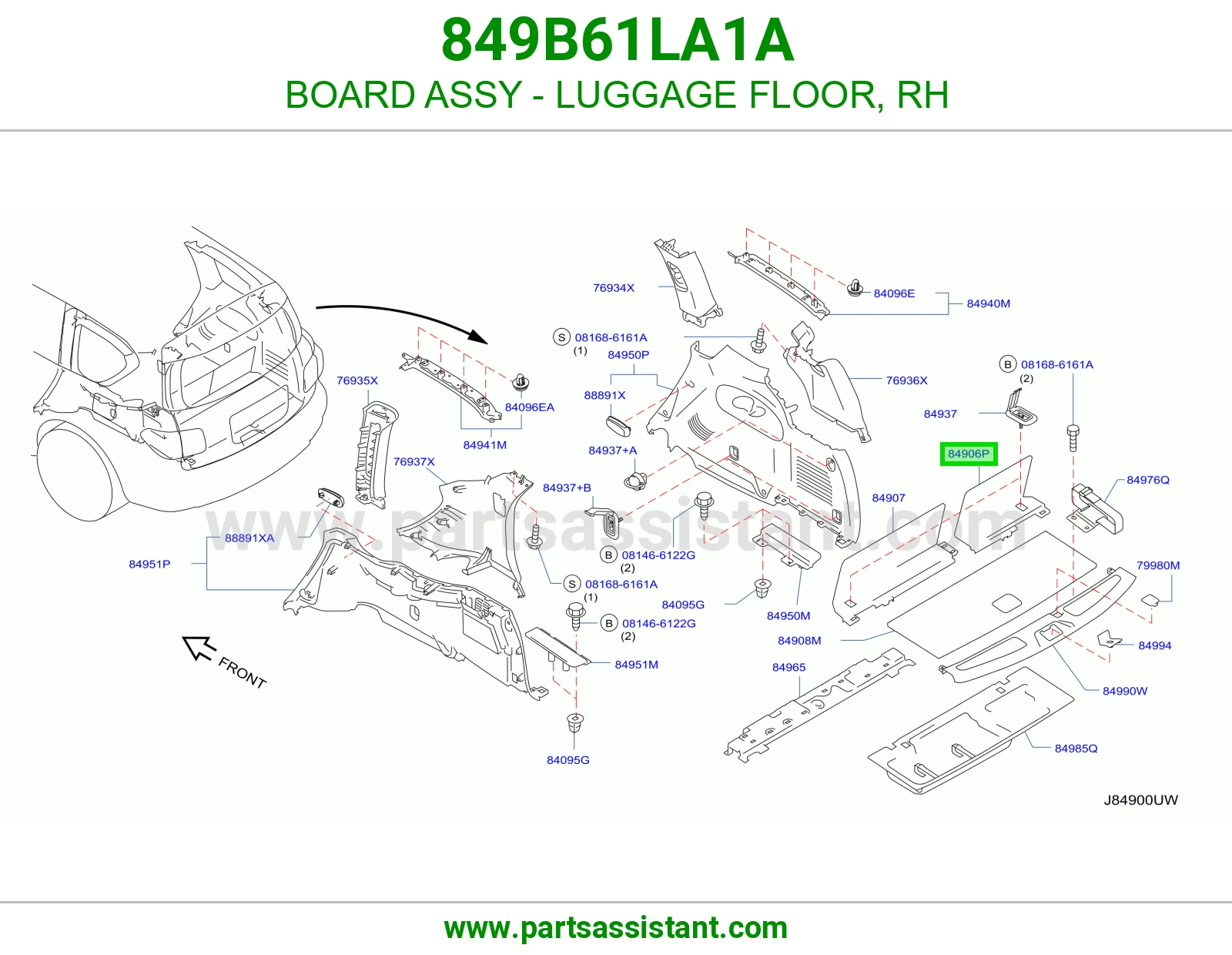 BOARD ASSY - LUGGAGE FLOOR, RH 849B61LA1A