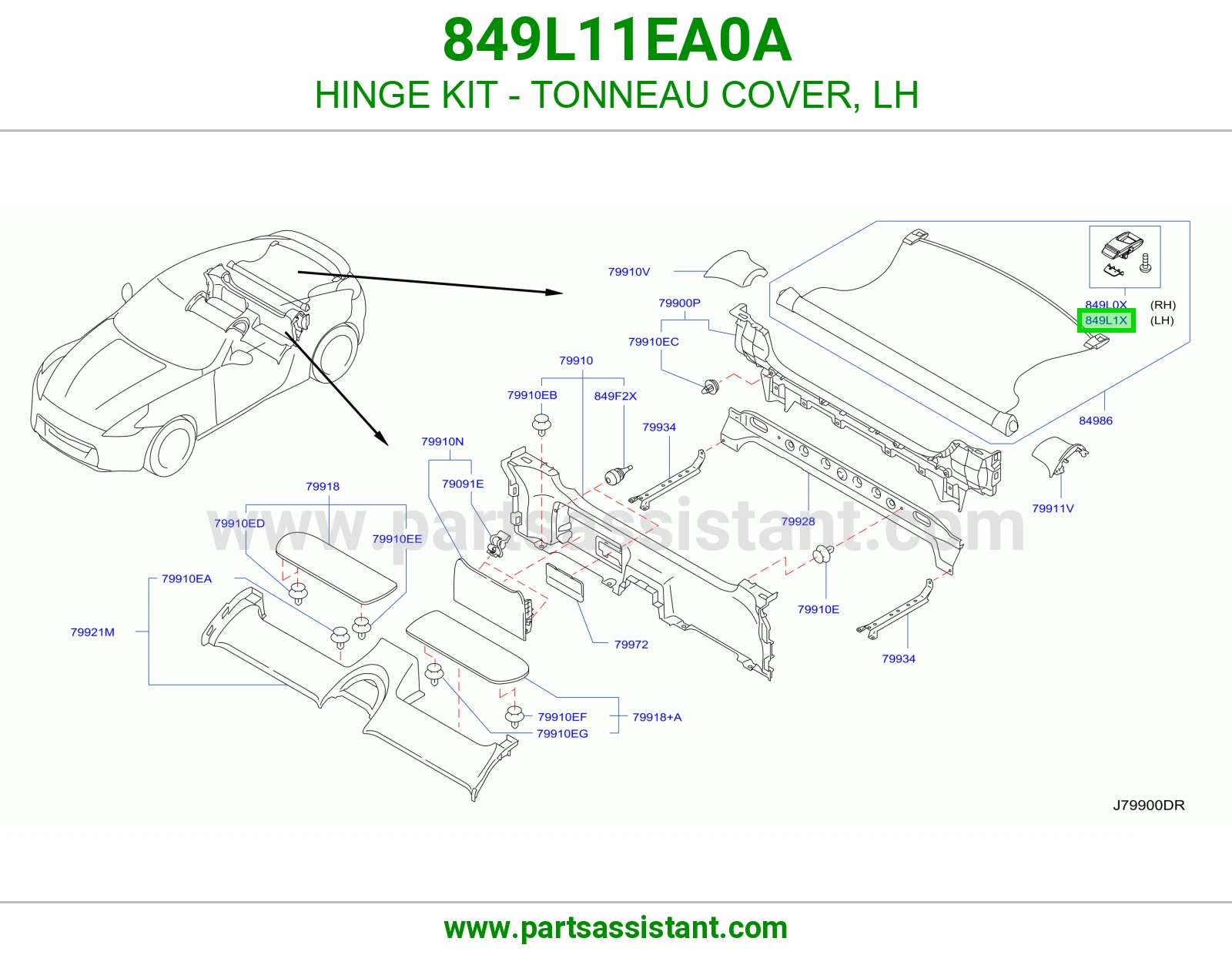 طقم مفصلات غطاء حوض بيك أب يسار 849L11EA0A