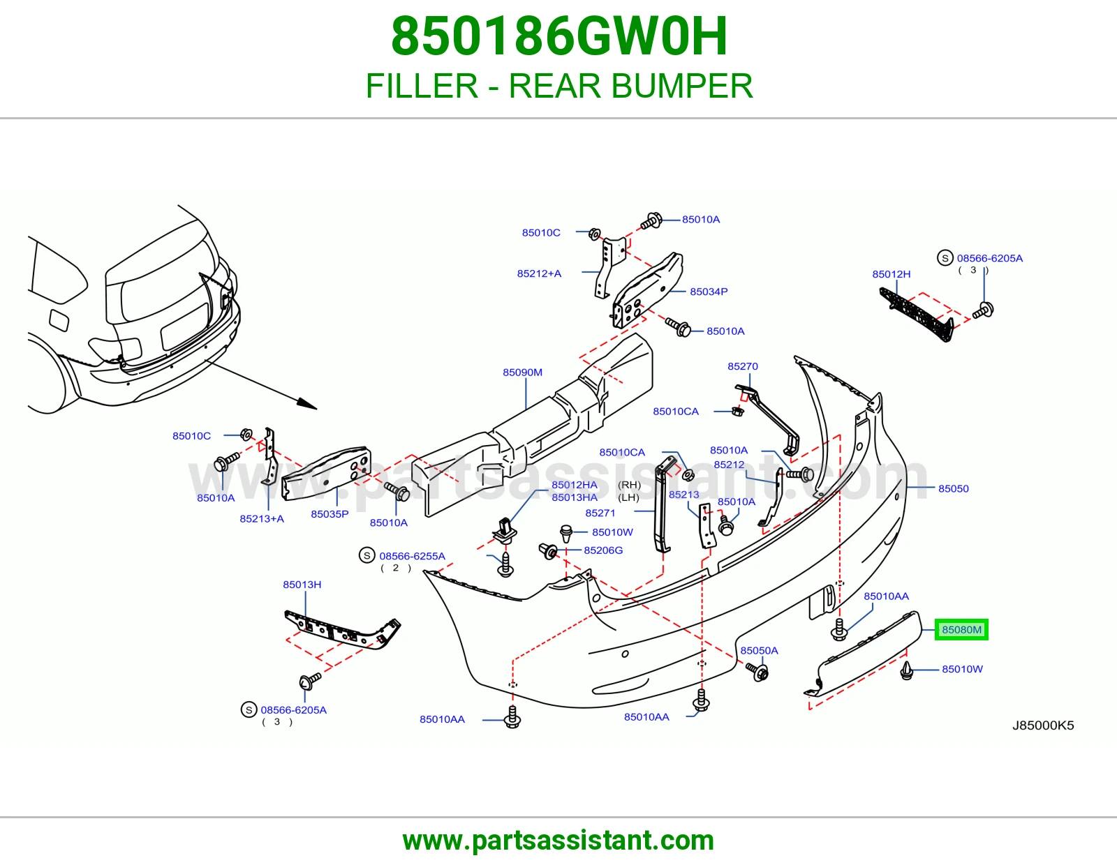 فتحة تعبئة صدام خلفي 850186GW0H