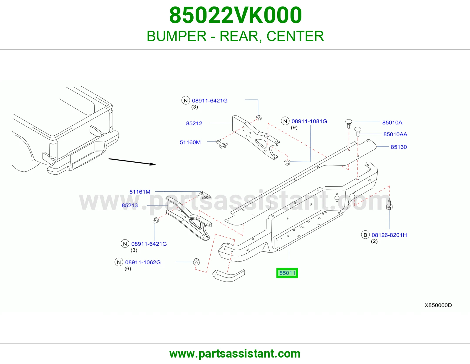 صدام خلفي وسط 85022VK000