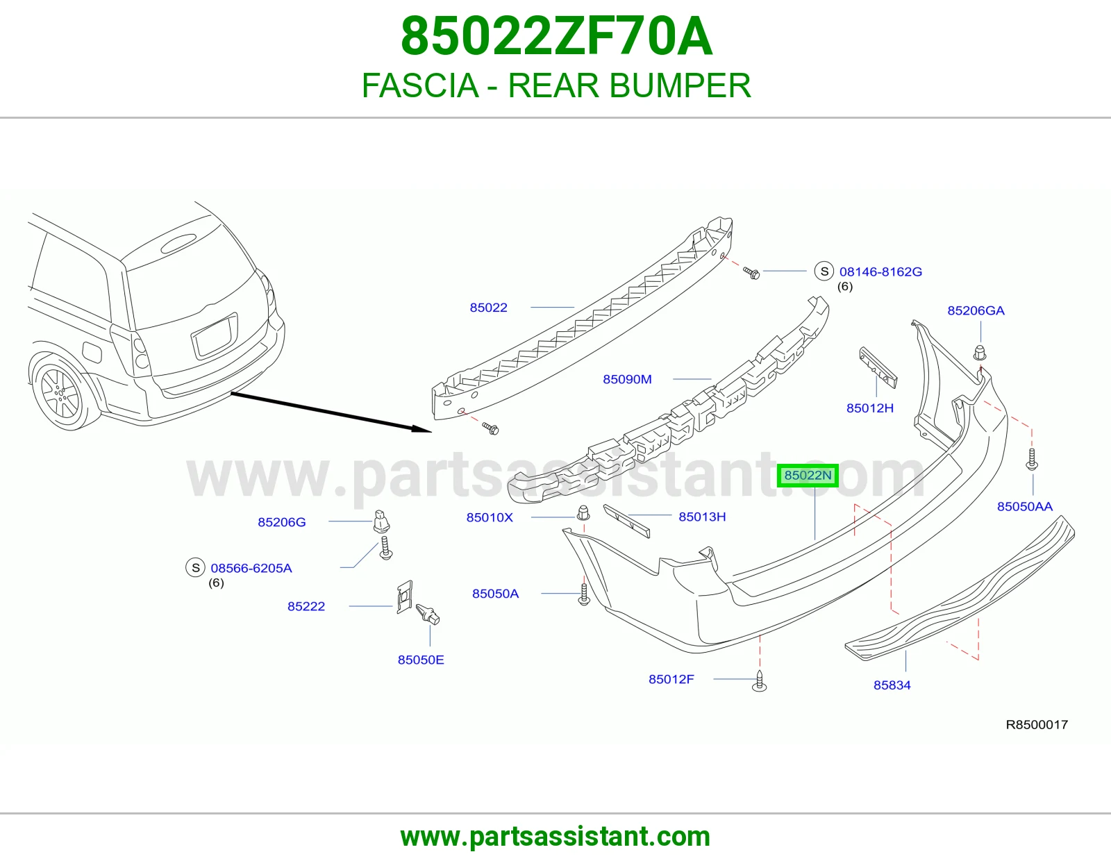 صداد خلفي وسط 85022ZF70A