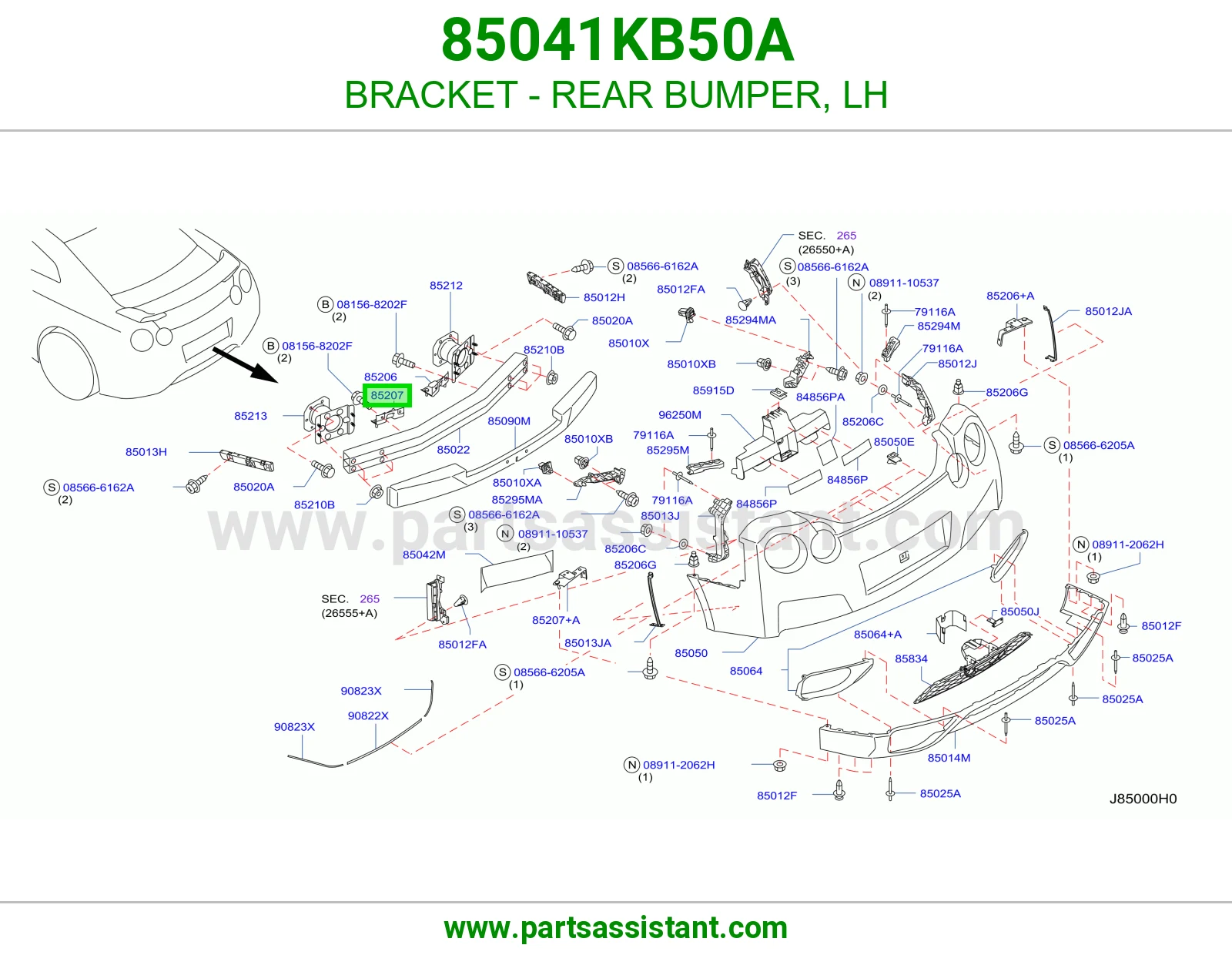 قاعدة صدام خلفي يسار 85041KB50A