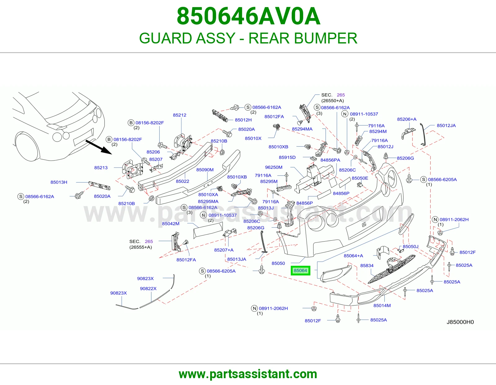 واقي صدام خلفي كامل 850646AV0A