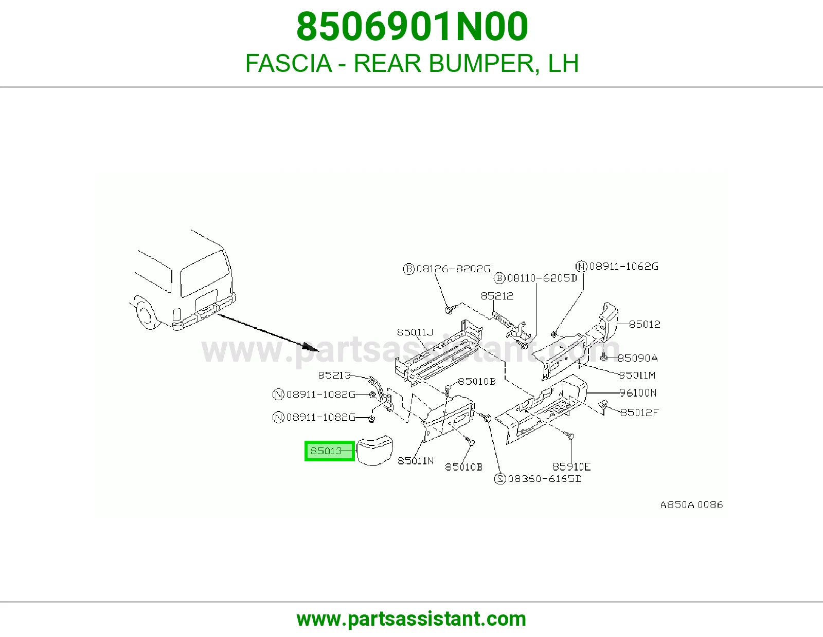 طرف صدادة ربل خلفي 8506901N00