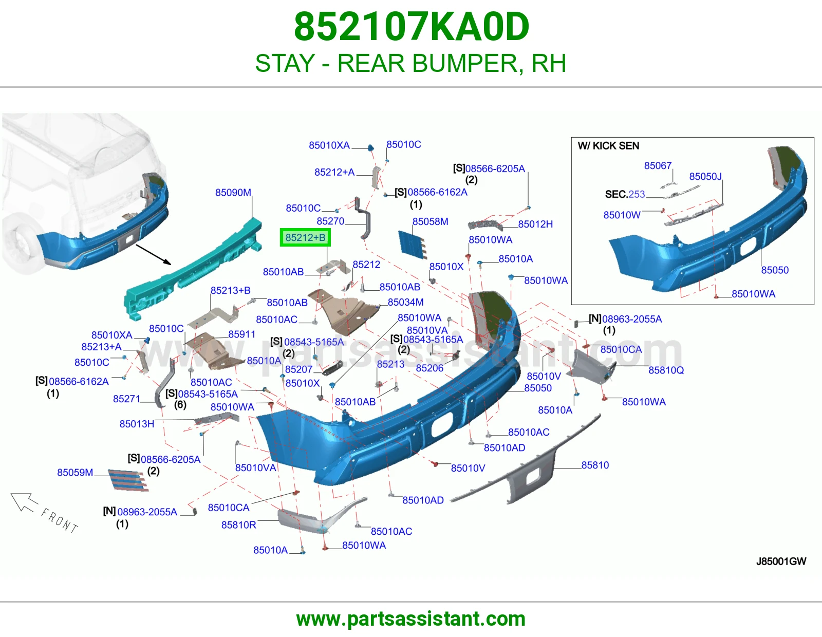 دعامة صدام خلفي يمين 852107KA0D
