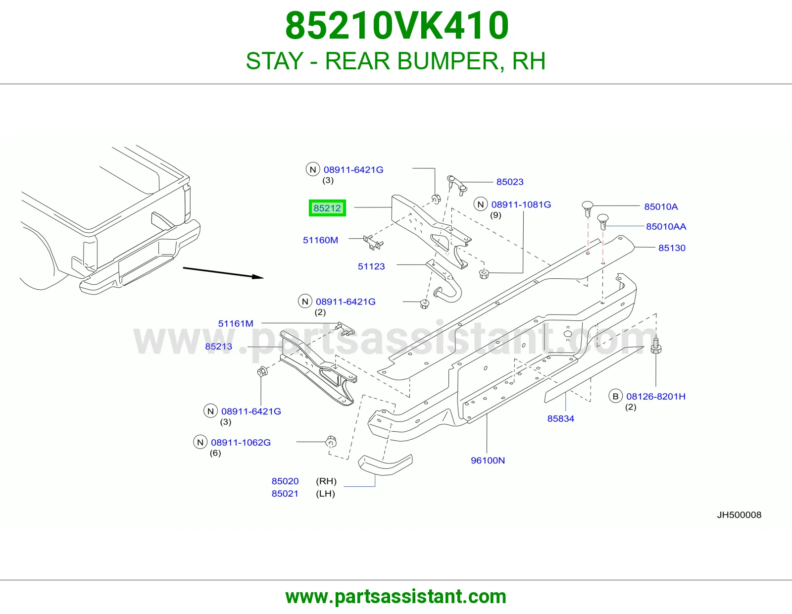 STAY - REAR BUMPER, RH 85210VK410
