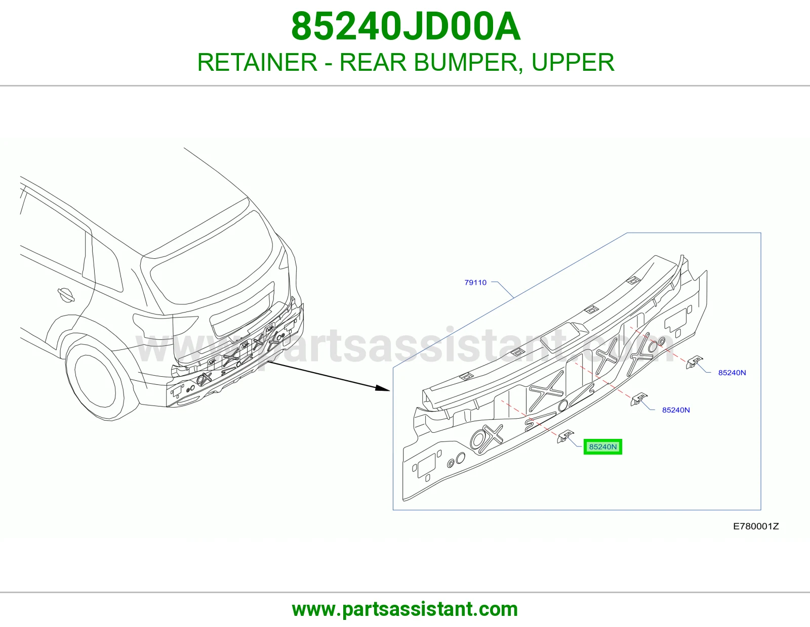 مثبت صدام خلفي فوق 85240JD00A