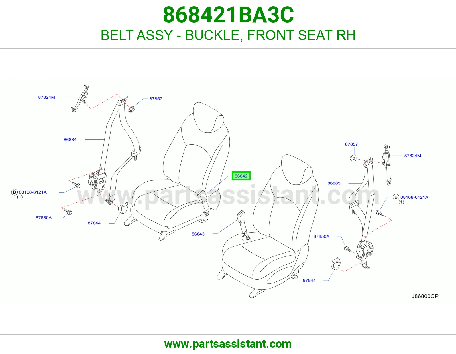 حزام قفل حزام أمان مرتبة أمامي يمين كامل 868421BA3C