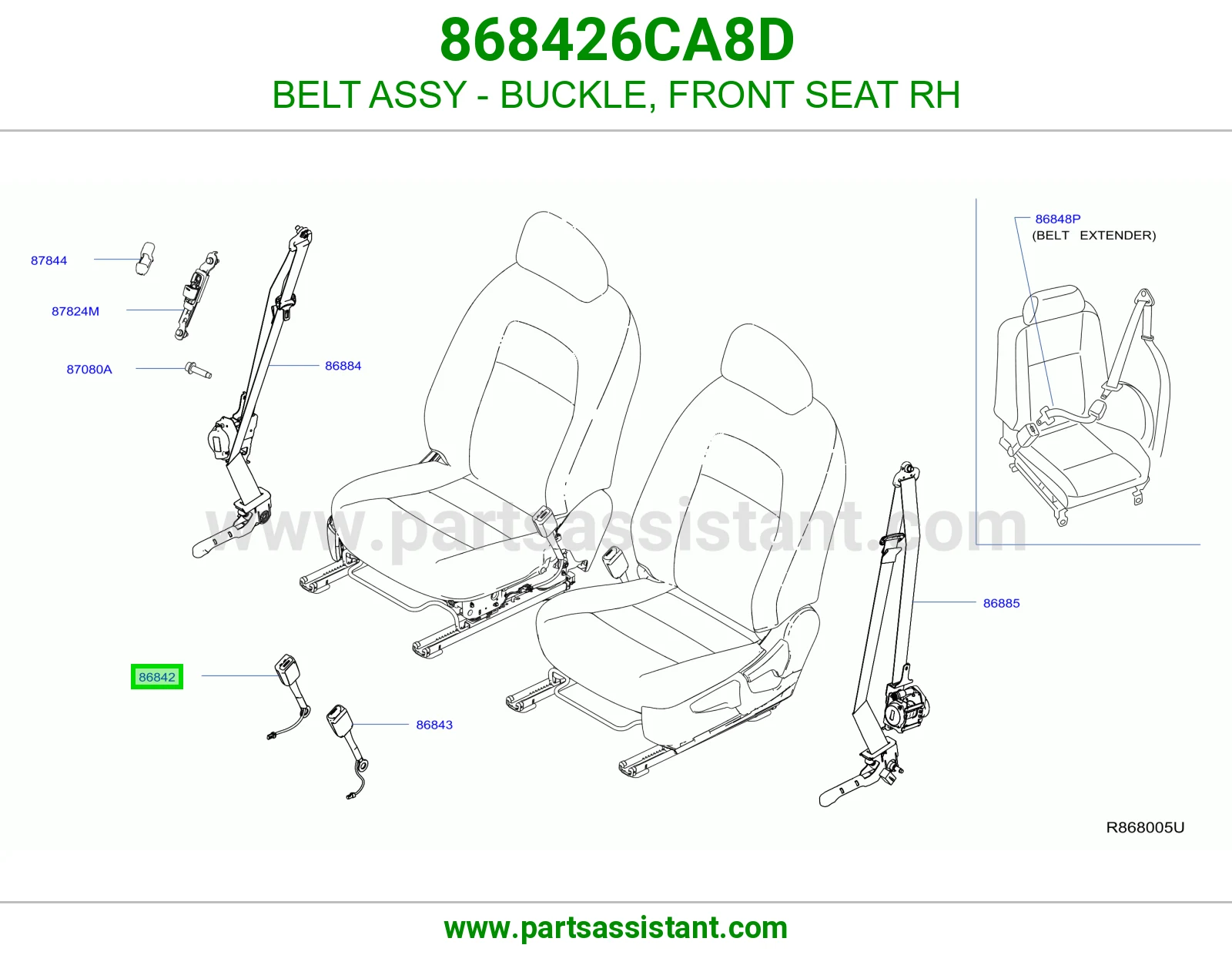 حزام قفل حزام أمان مرتبة أمامي يمين كامل 868426CA8D