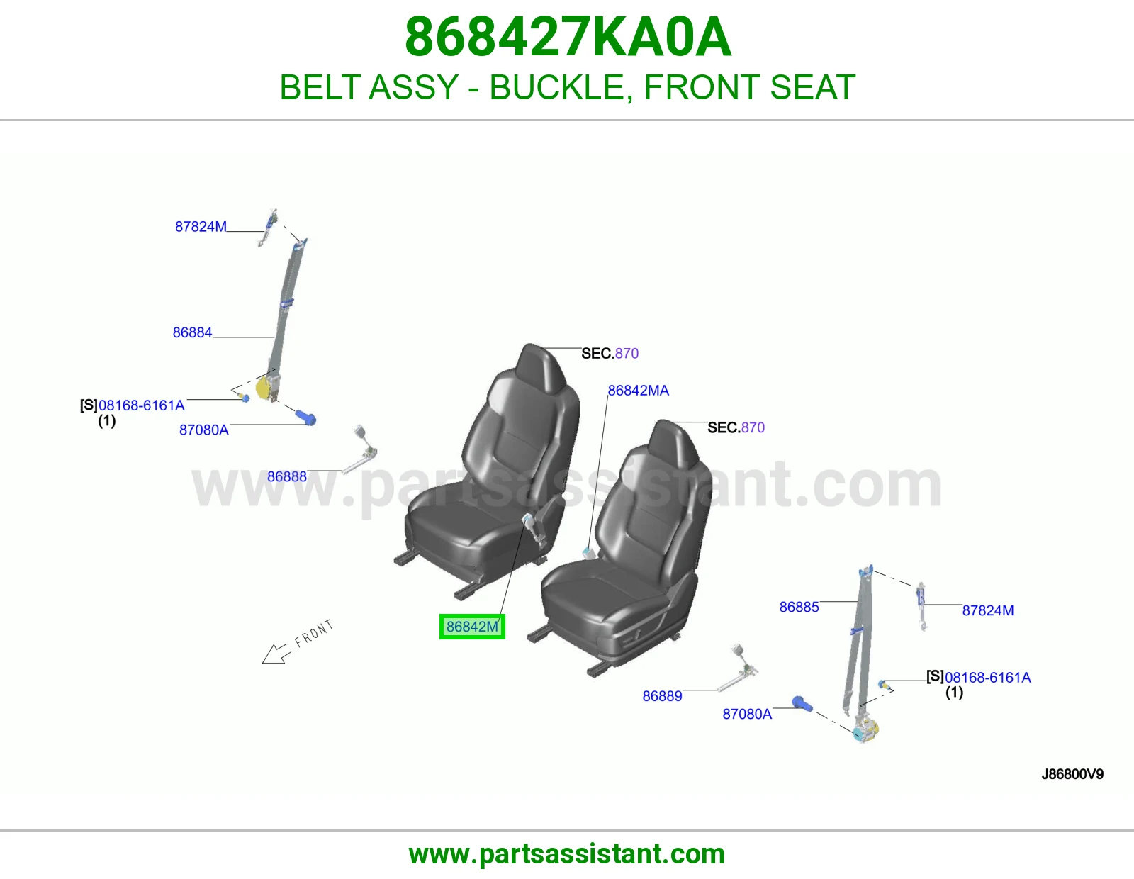 حزام قفل حزام أمان مرتبة أمامي كامل 868427KA0A