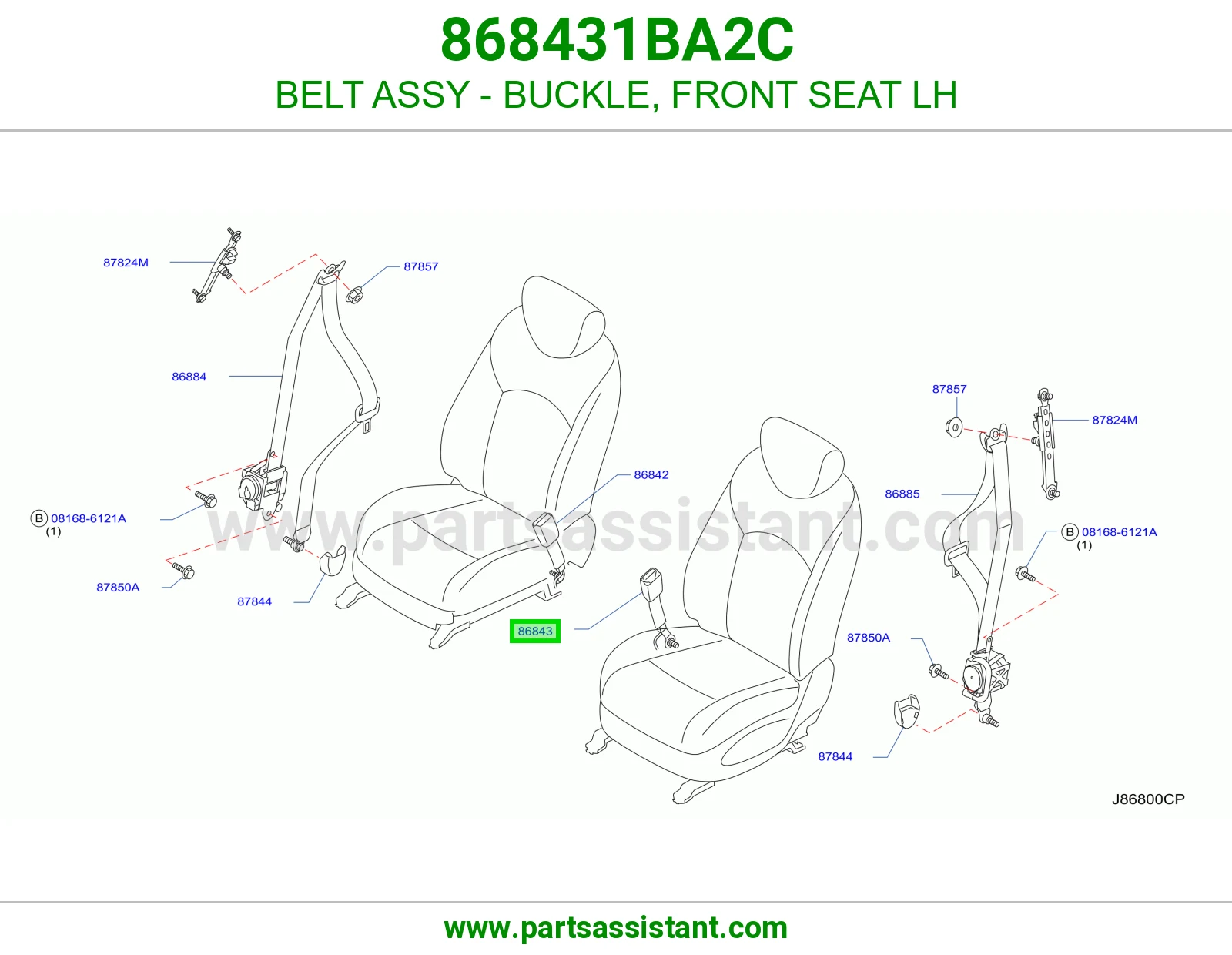 حزام قفل حزام أمان مرتبة أمامي يسار كامل 868431BA2C