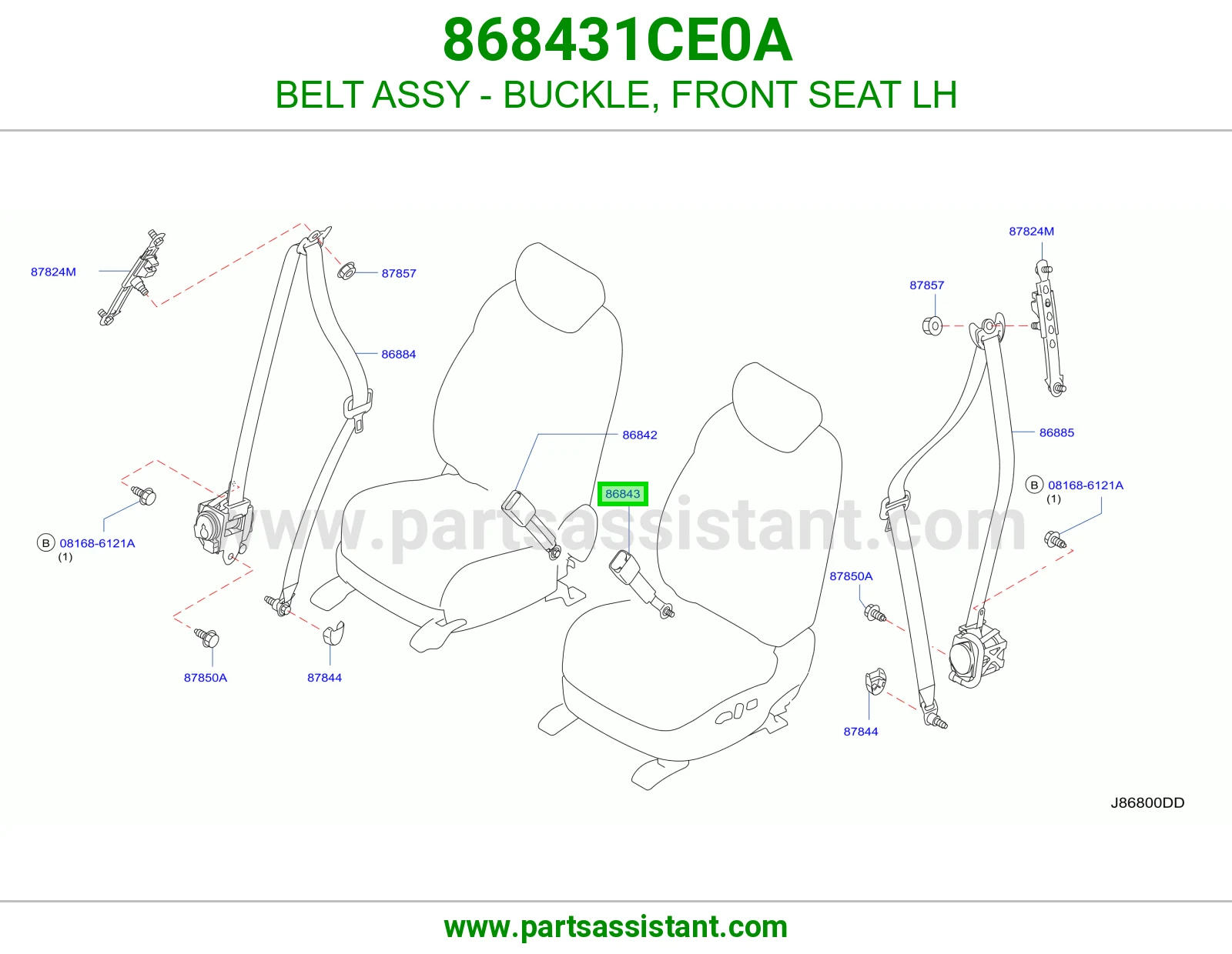 حزام قفل حزام أمان مرتبة أمامي يسار كامل 868431CE0A