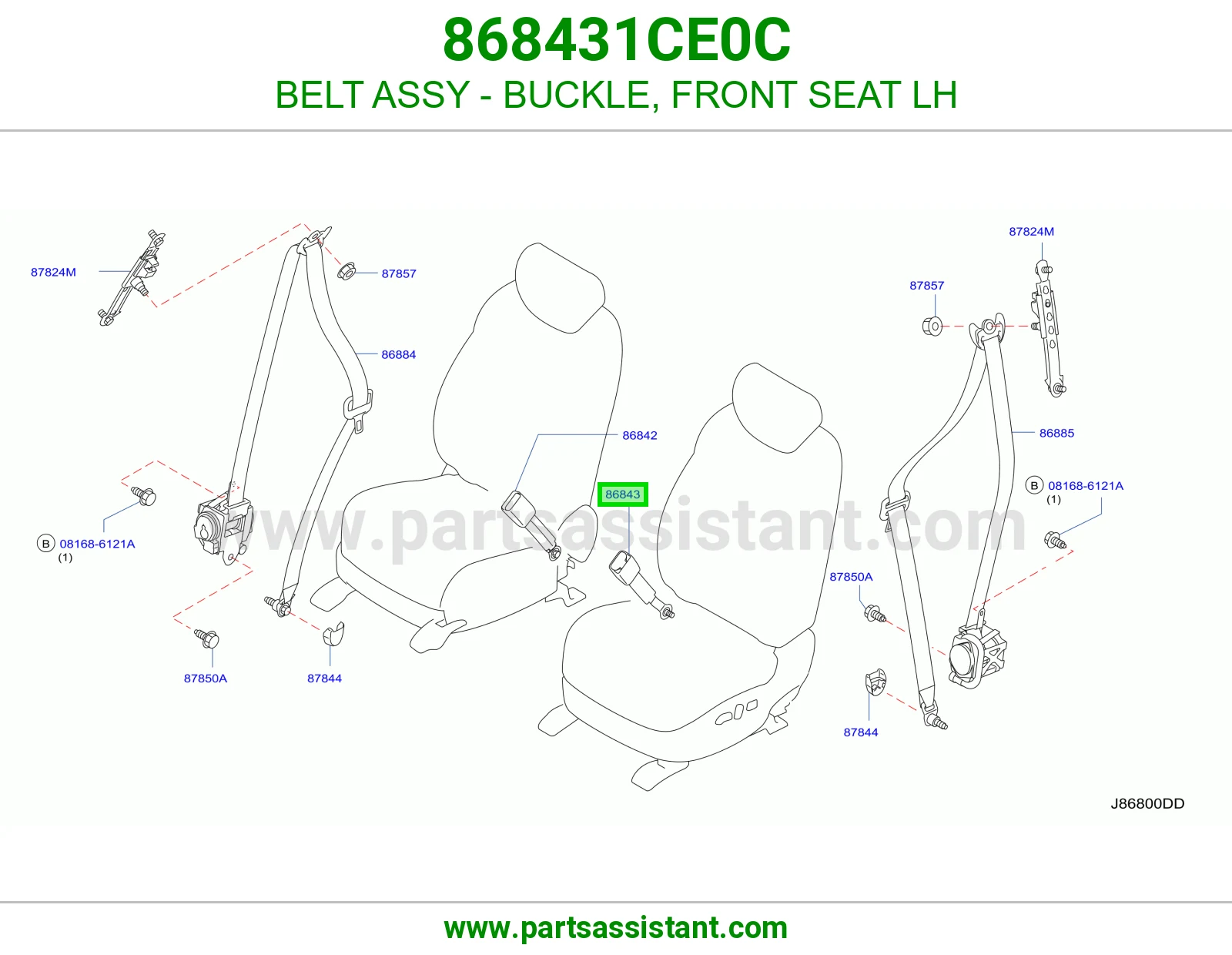 حزام قفل حزام أمان مرتبة أمامي يسار كامل 868431CE0C