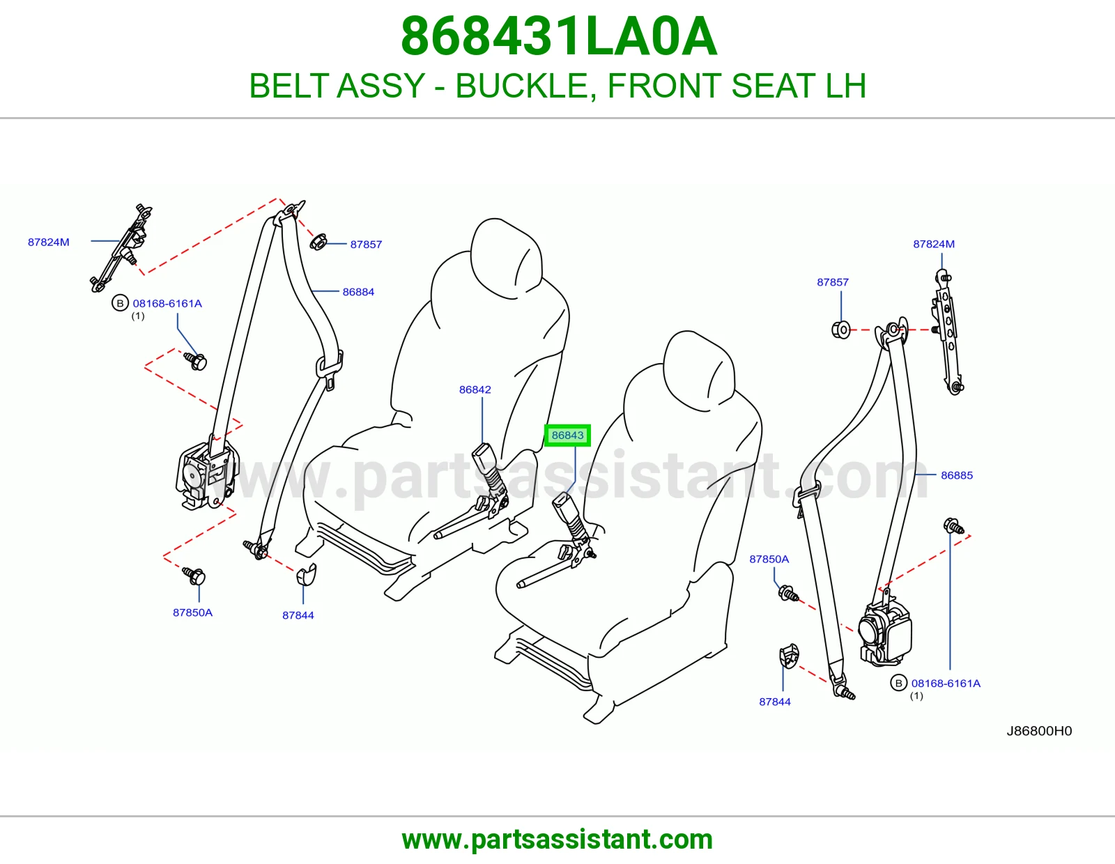 حزام قفل حزام أمان مرتبة أمامي يسار كامل 868431LA0A