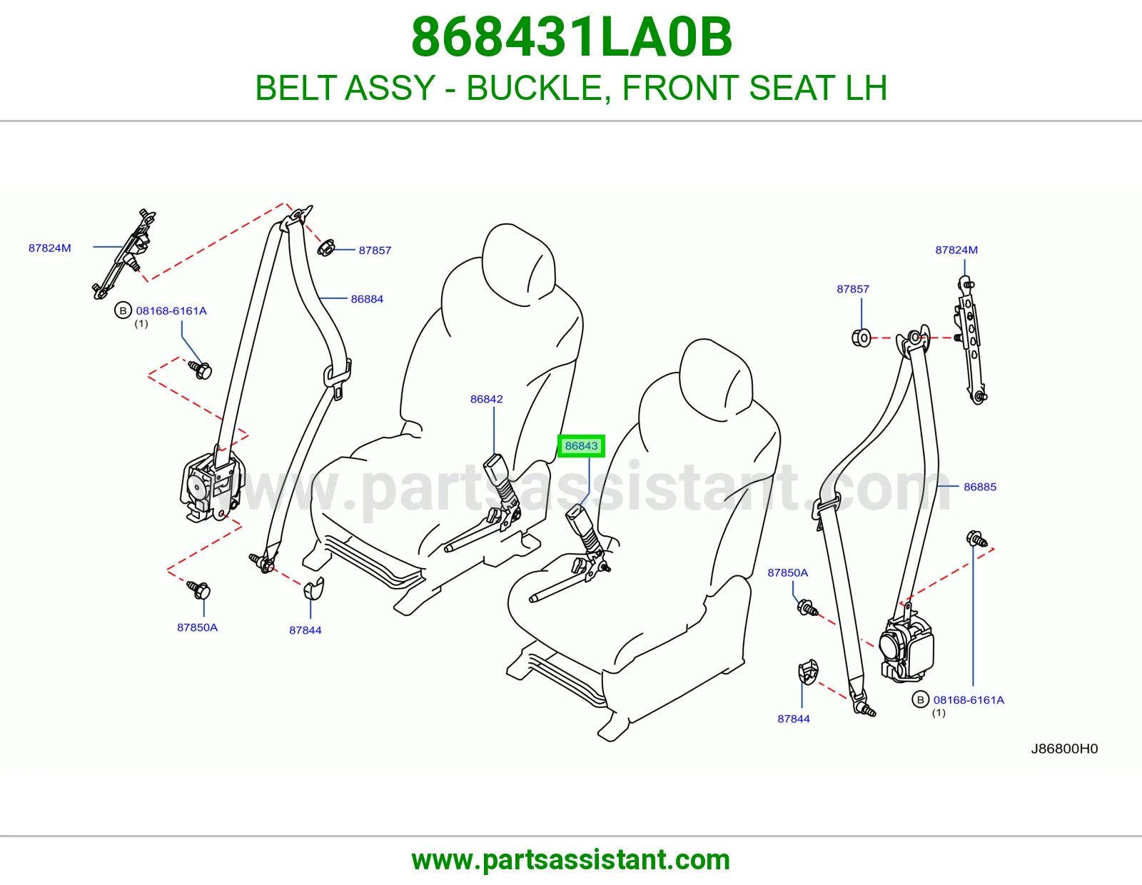 حزام قفل حزام أمان مرتبة أمامي يسار كامل 868431LA0B
