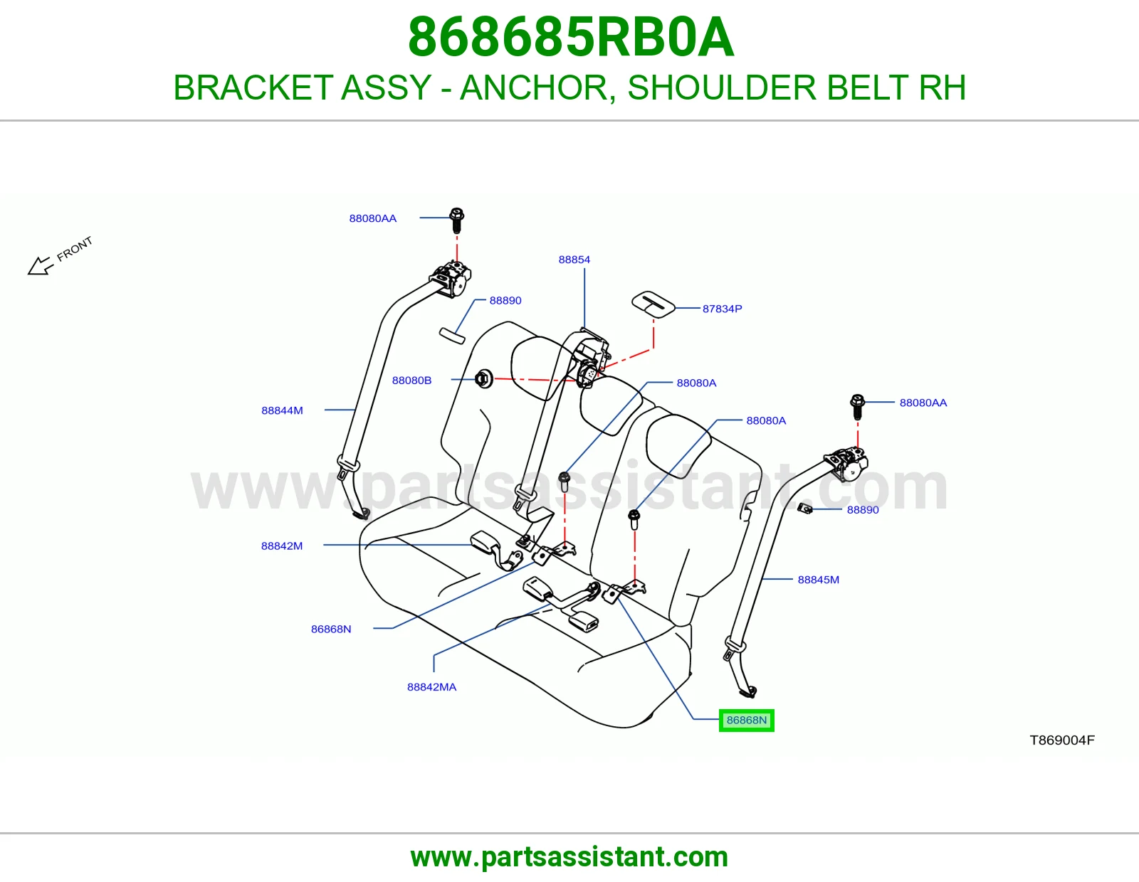 قاعدة تثبيت حزام أمان يمين كاملة 868685RB0A