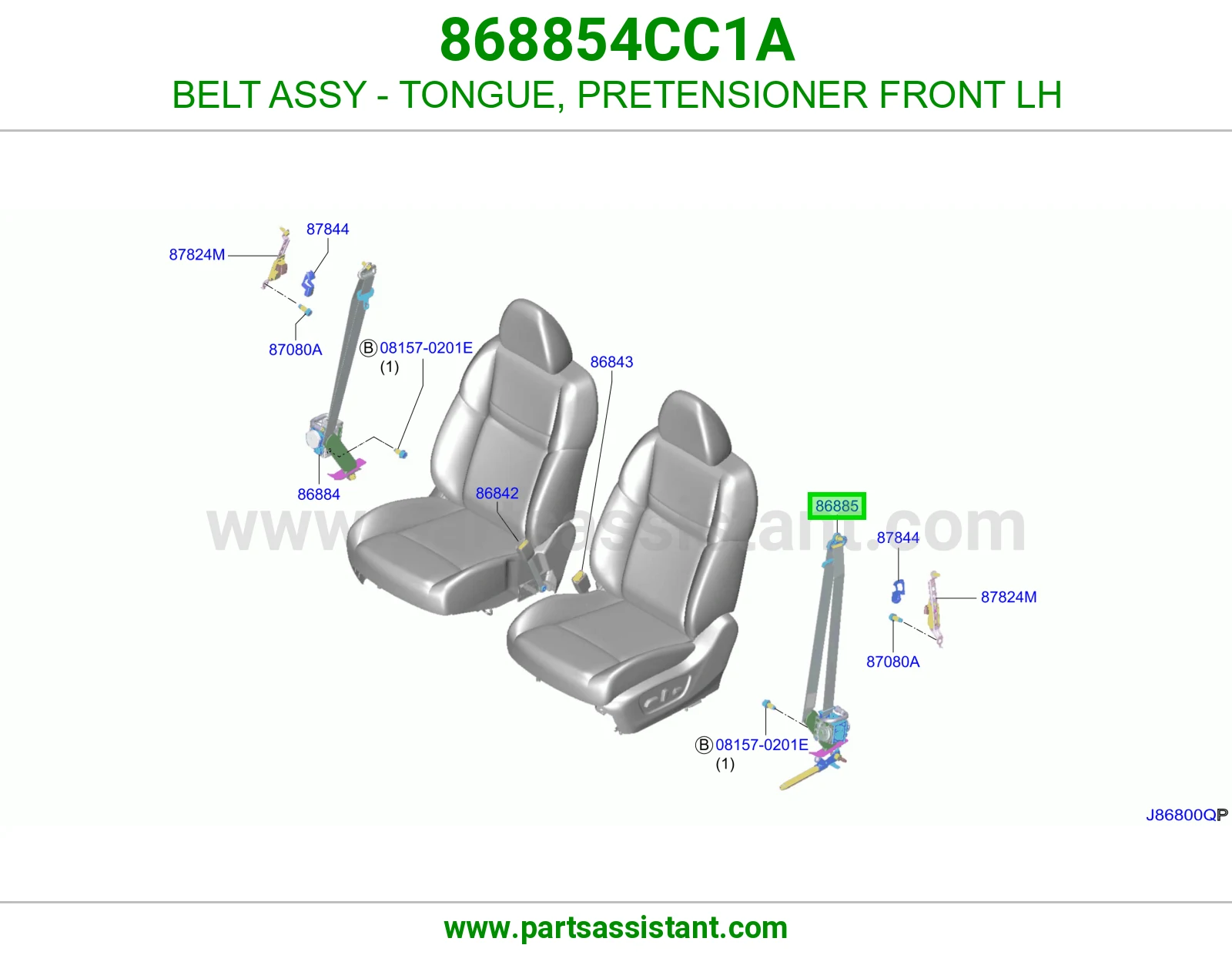 حزام لسان حزام شداد حزام أمان أمامي يسار كامل 868854CC1A
