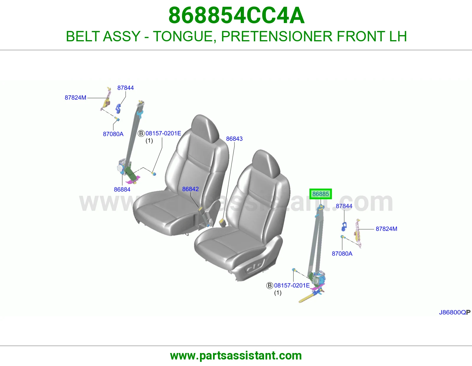 حزام لسان حزام شداد حزام أمان أمامي يسار كامل 868854CC4A