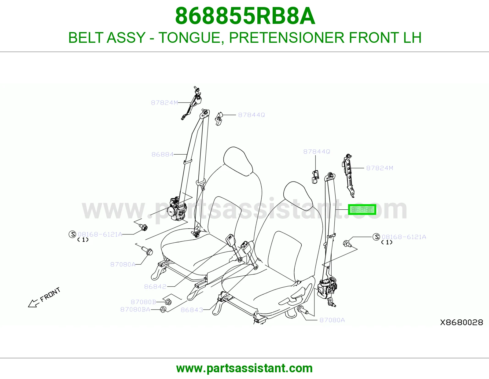 حزام لسان حزام شداد حزام أمان أمامي يسار كامل 868855RB8A