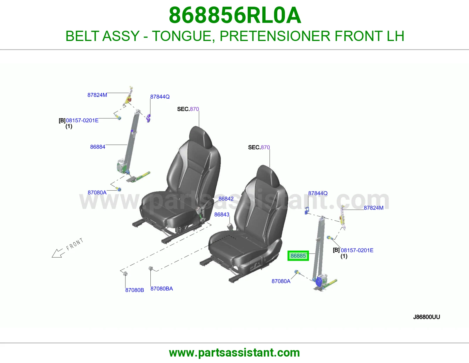 حزام لسان حزام شداد حزام أمان أمامي يسار كامل 868856RL0A