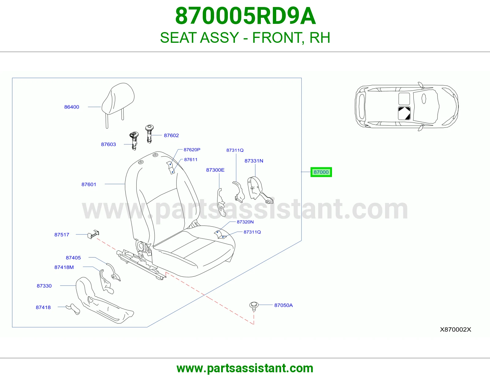 مرتبة أمامي يمين كامل 870005RD9A
