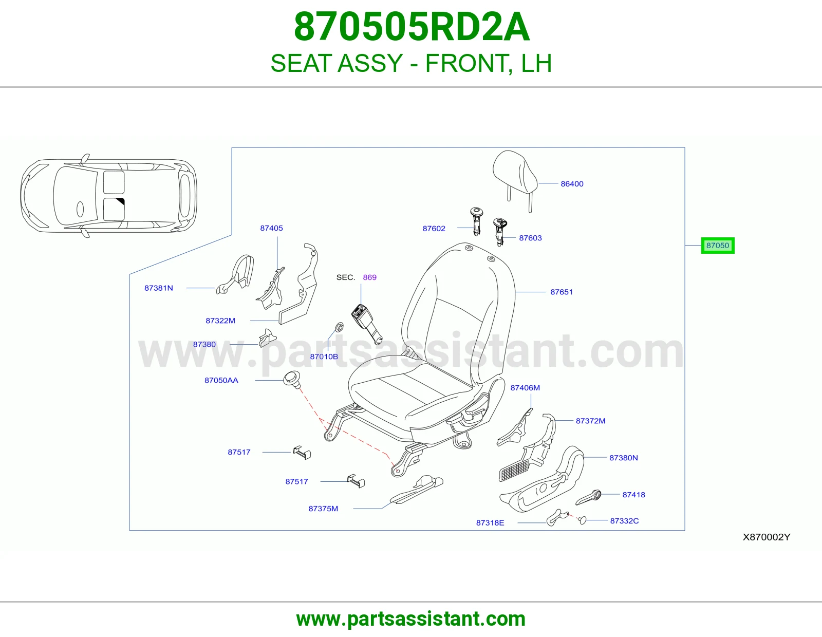 مرتبة أمامي يسار كامل 870505RD2A