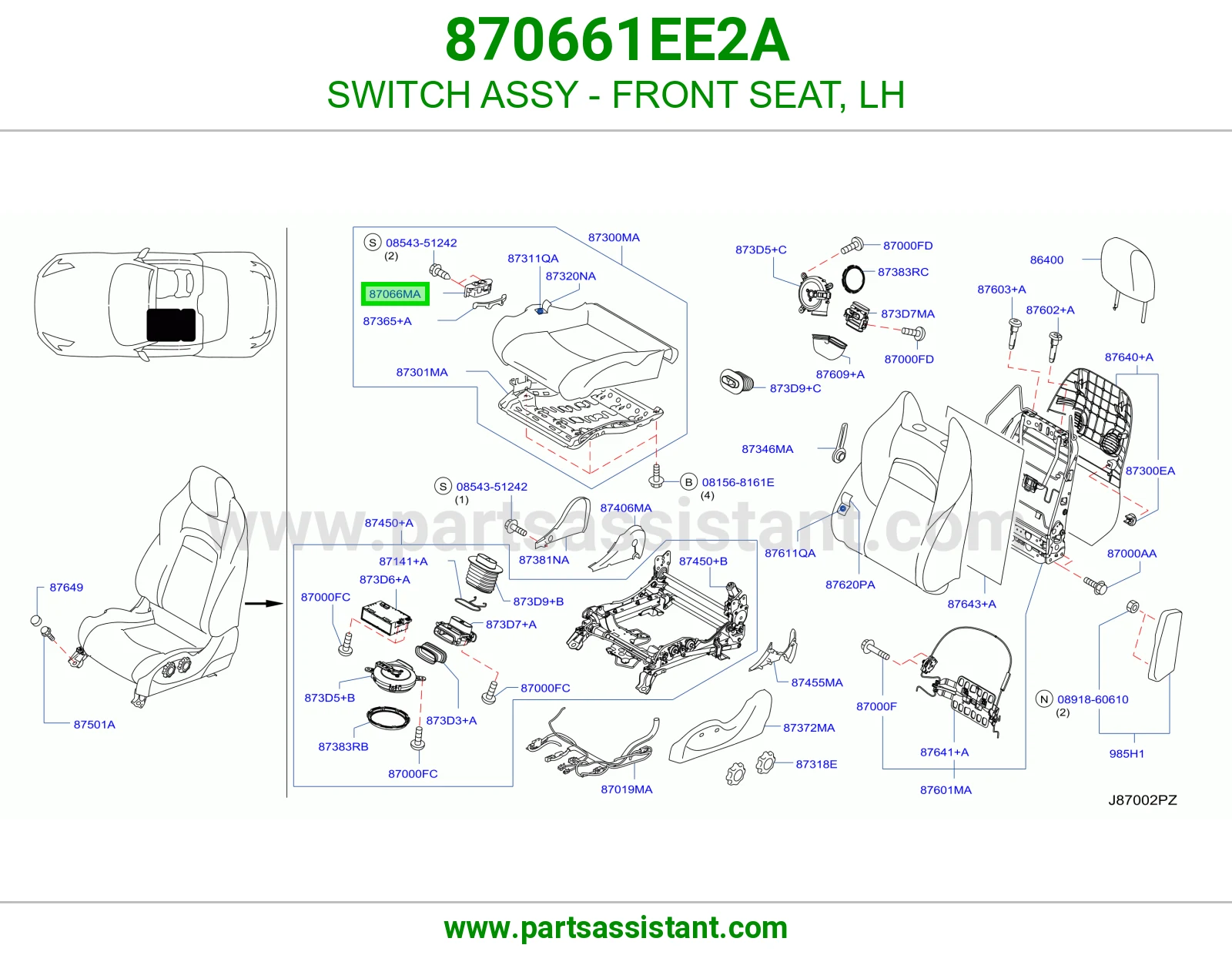 سويتش مرتبة أمامي يسار كامل 870661EE2A