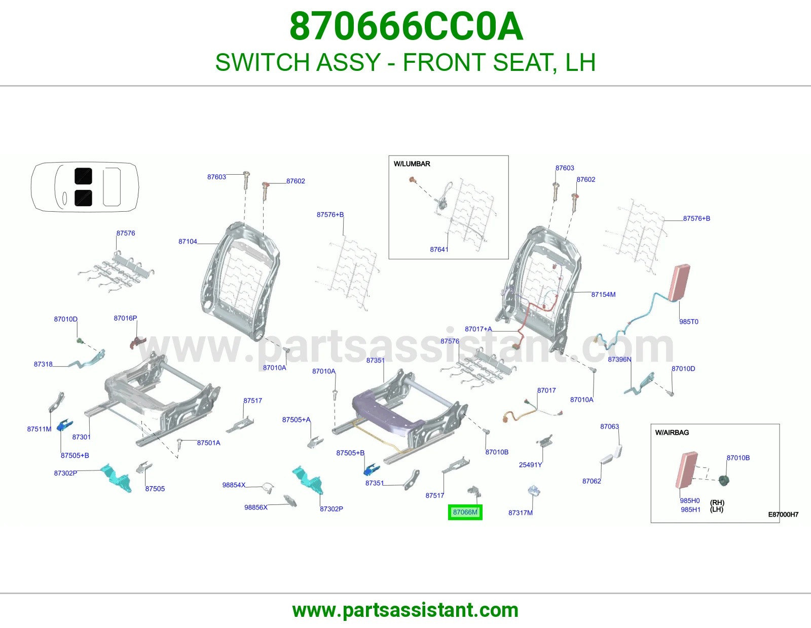 سويتش مرتبة أمامي يسار كامل 870666CC0A